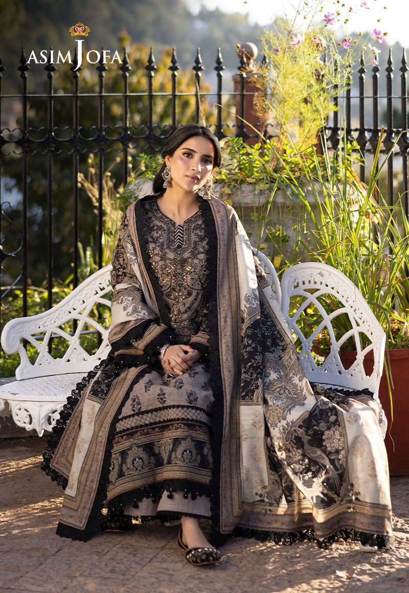 Asim Jofa Beige 3 Piece Khaddar Outfit
