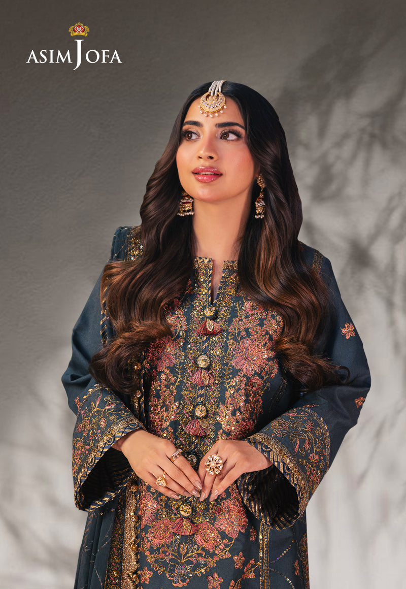 Asim Jofa Green 3 Piece Silk Outfit