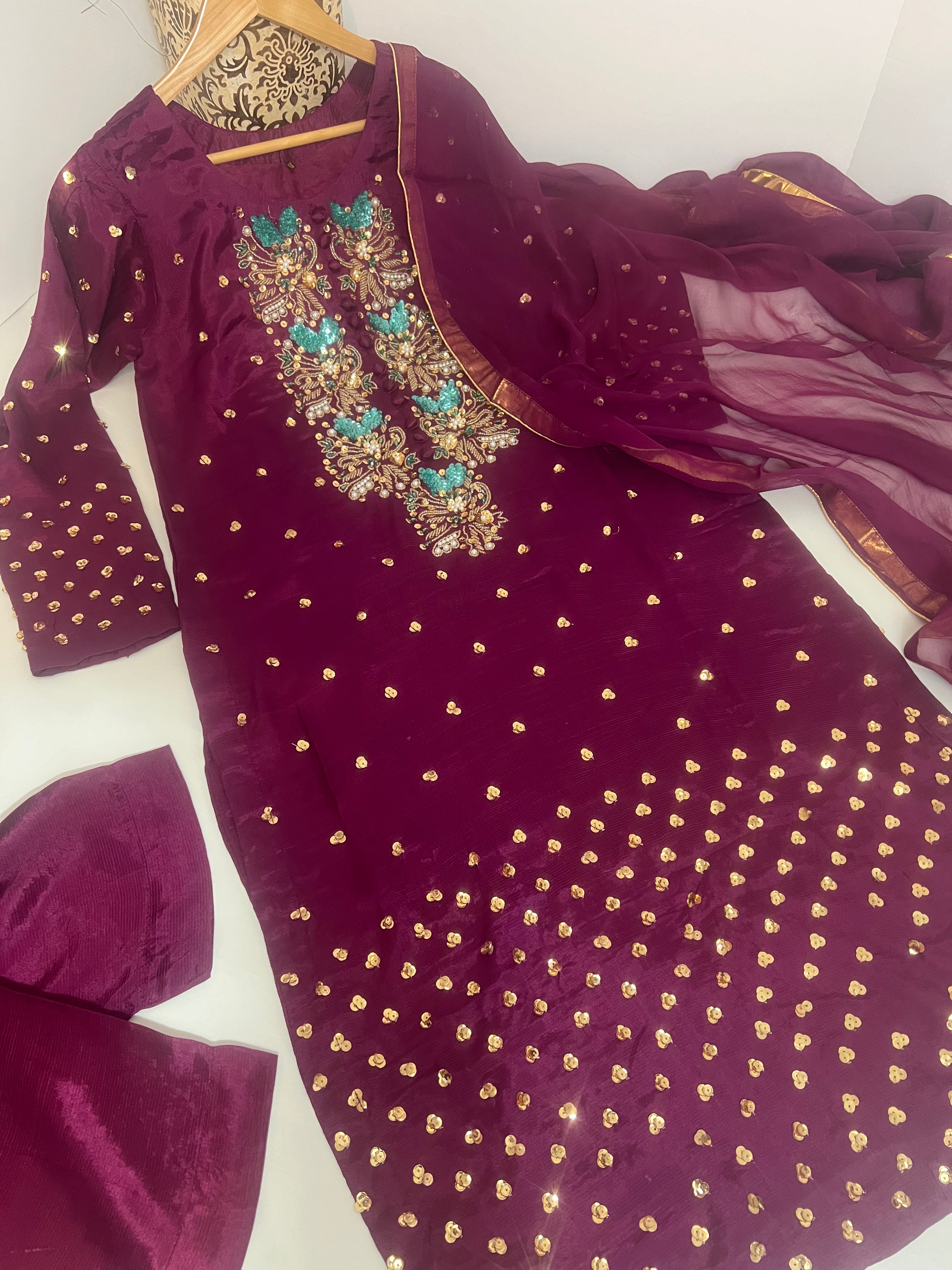 Magenta 3 Piece Viscose Outfit