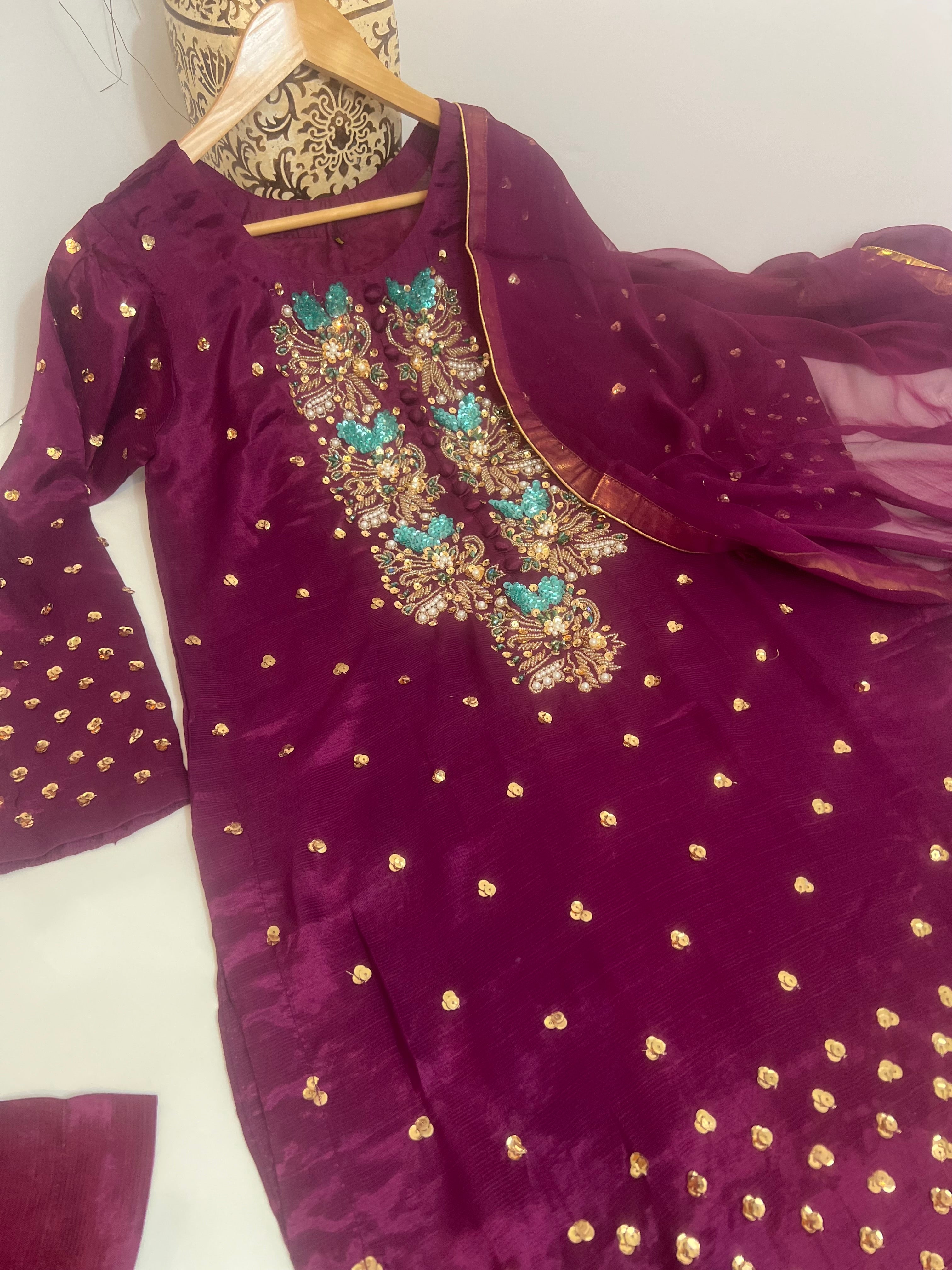 Magenta 3 Piece Viscose Outfit