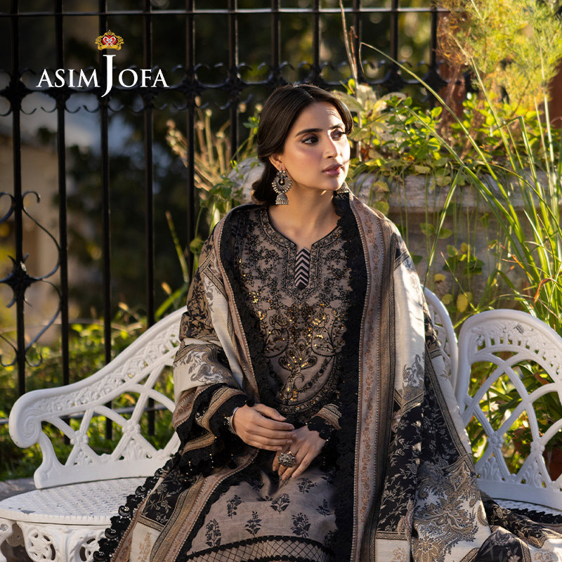 Asim Jofa Beige 3 Piece Khaddar Outfit