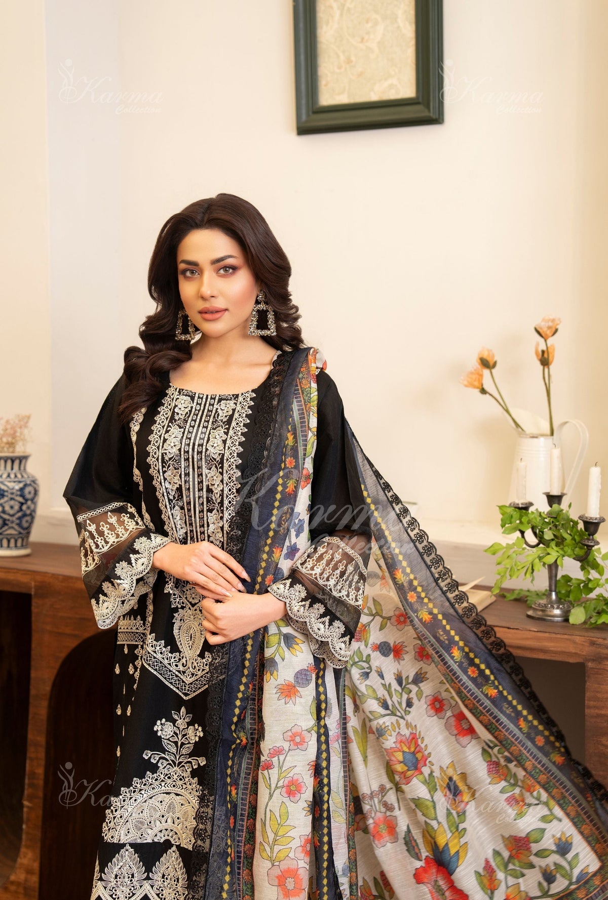 Karma Obsidian Black 3 Piece Lawn Outfit