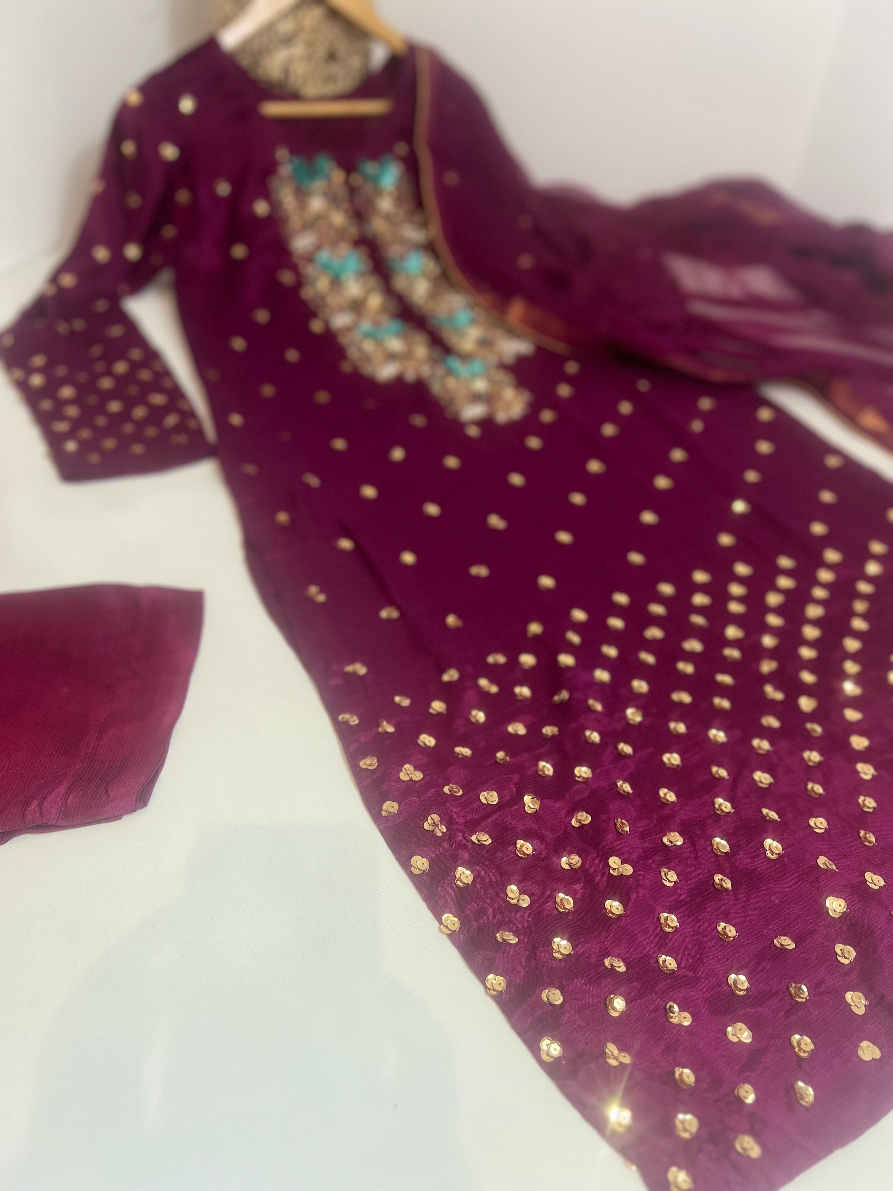 Magenta 3 Piece Viscose Outfit