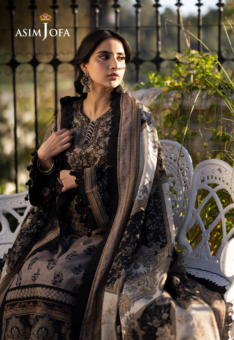 Asim Jofa Beige 3 Piece Khaddar Outfit