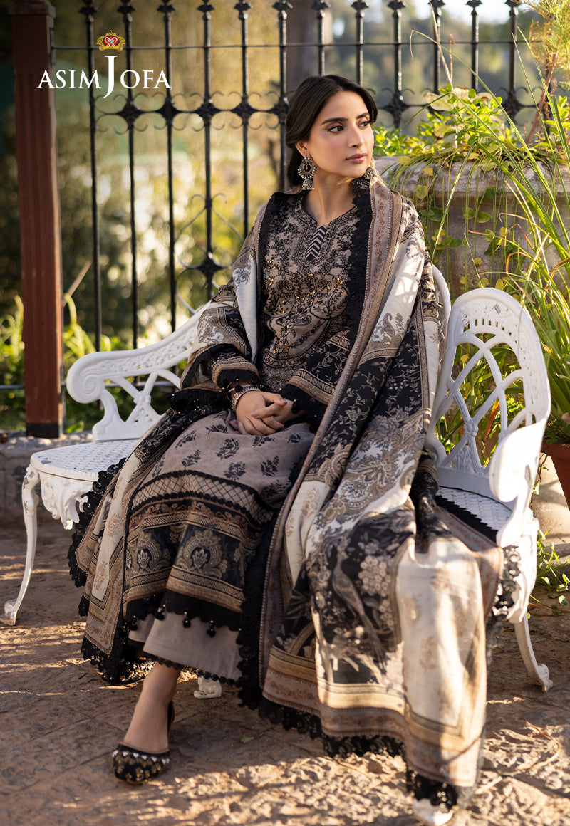 Asim Jofa Beige 3 Piece Khaddar Outfit