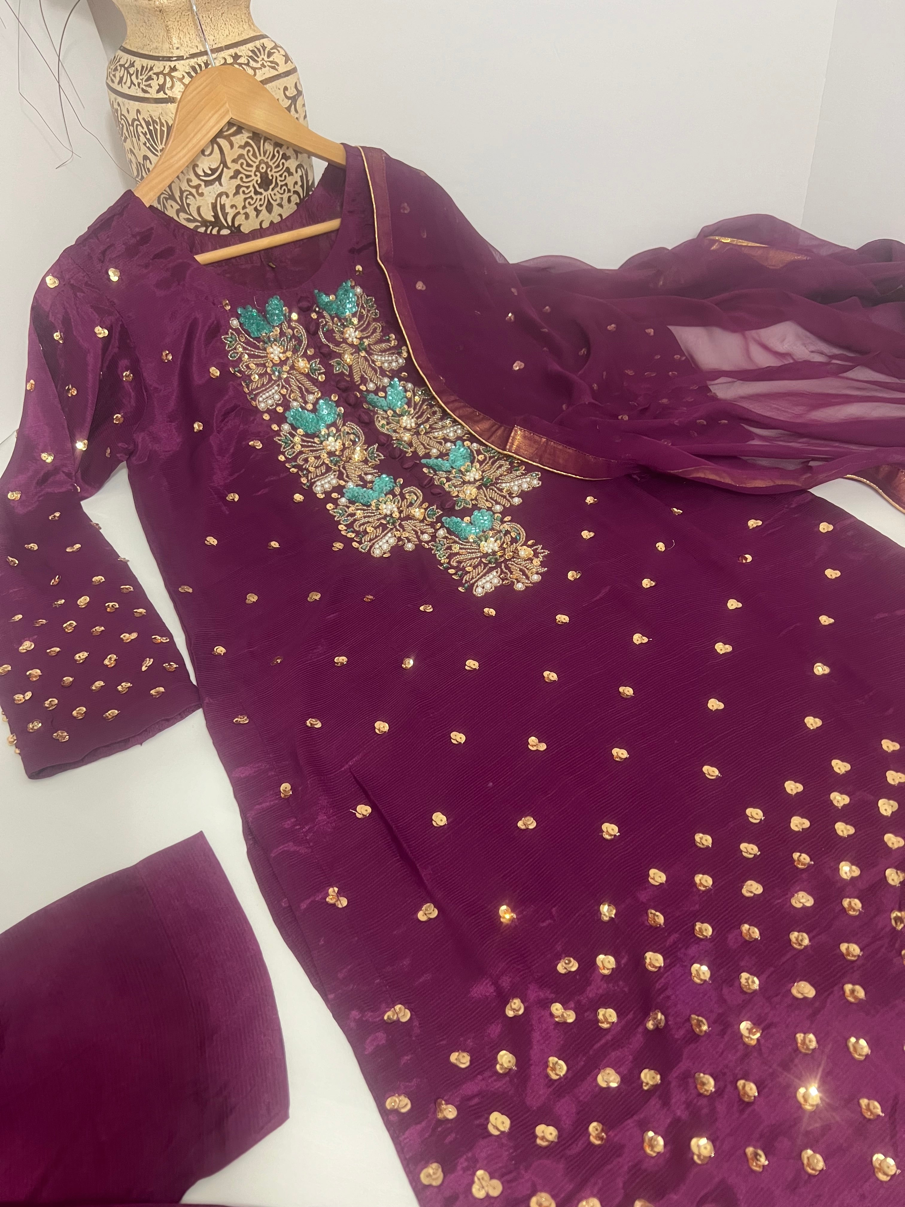 Magenta 3 Piece Viscose Outfit