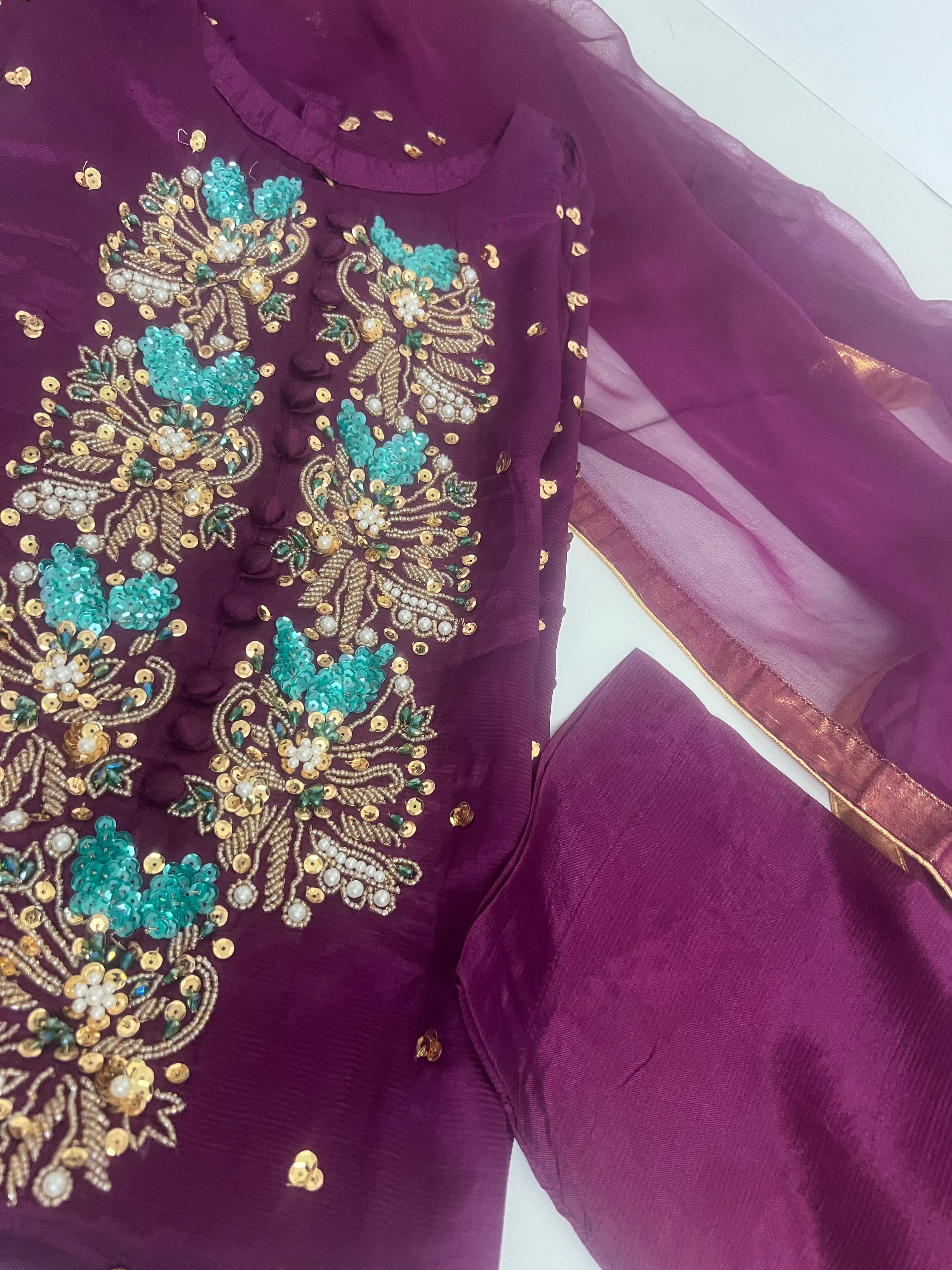Magenta 3 Piece Viscose Outfit