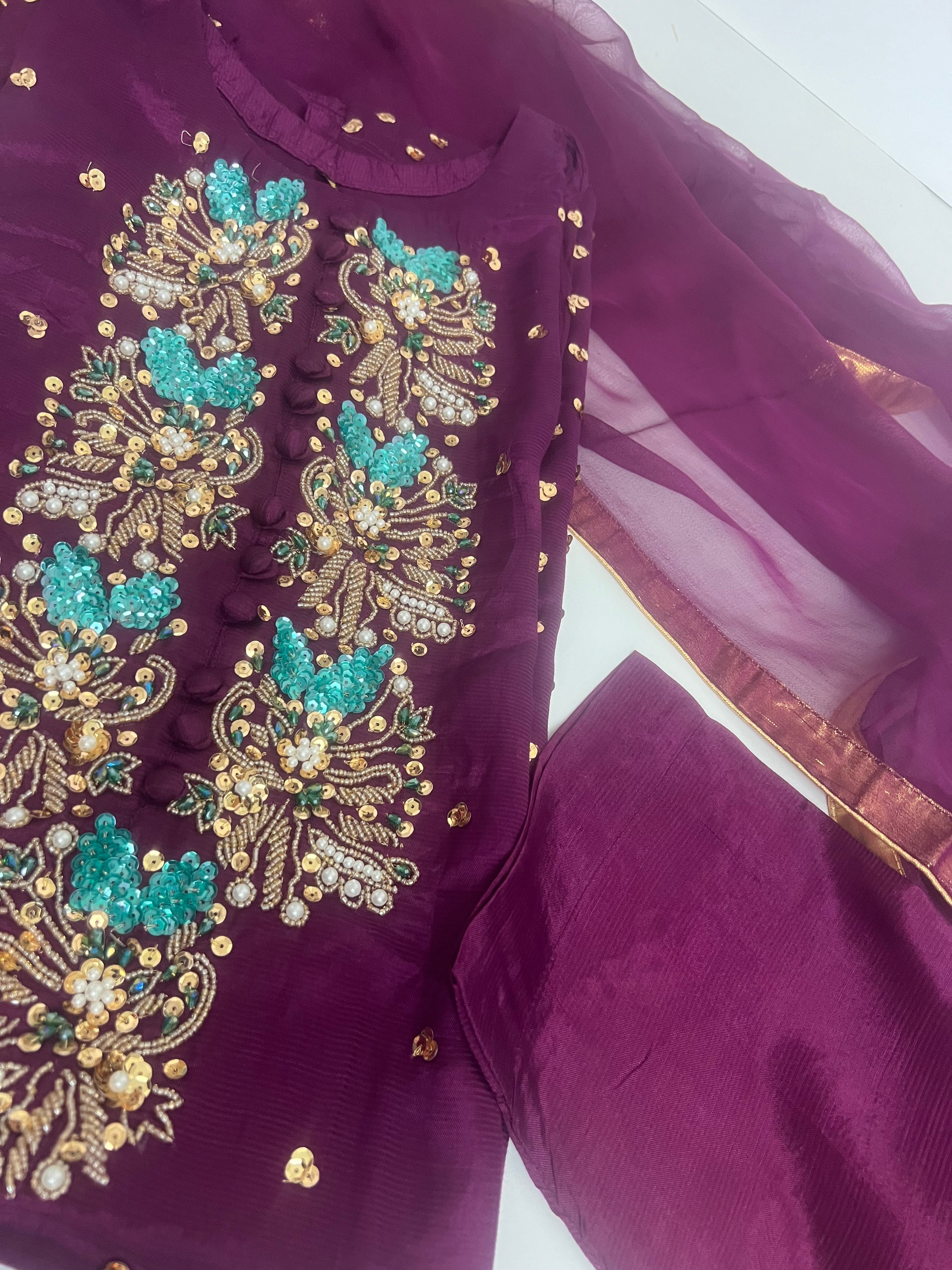 Magenta 3 Piece Viscose Outfit
