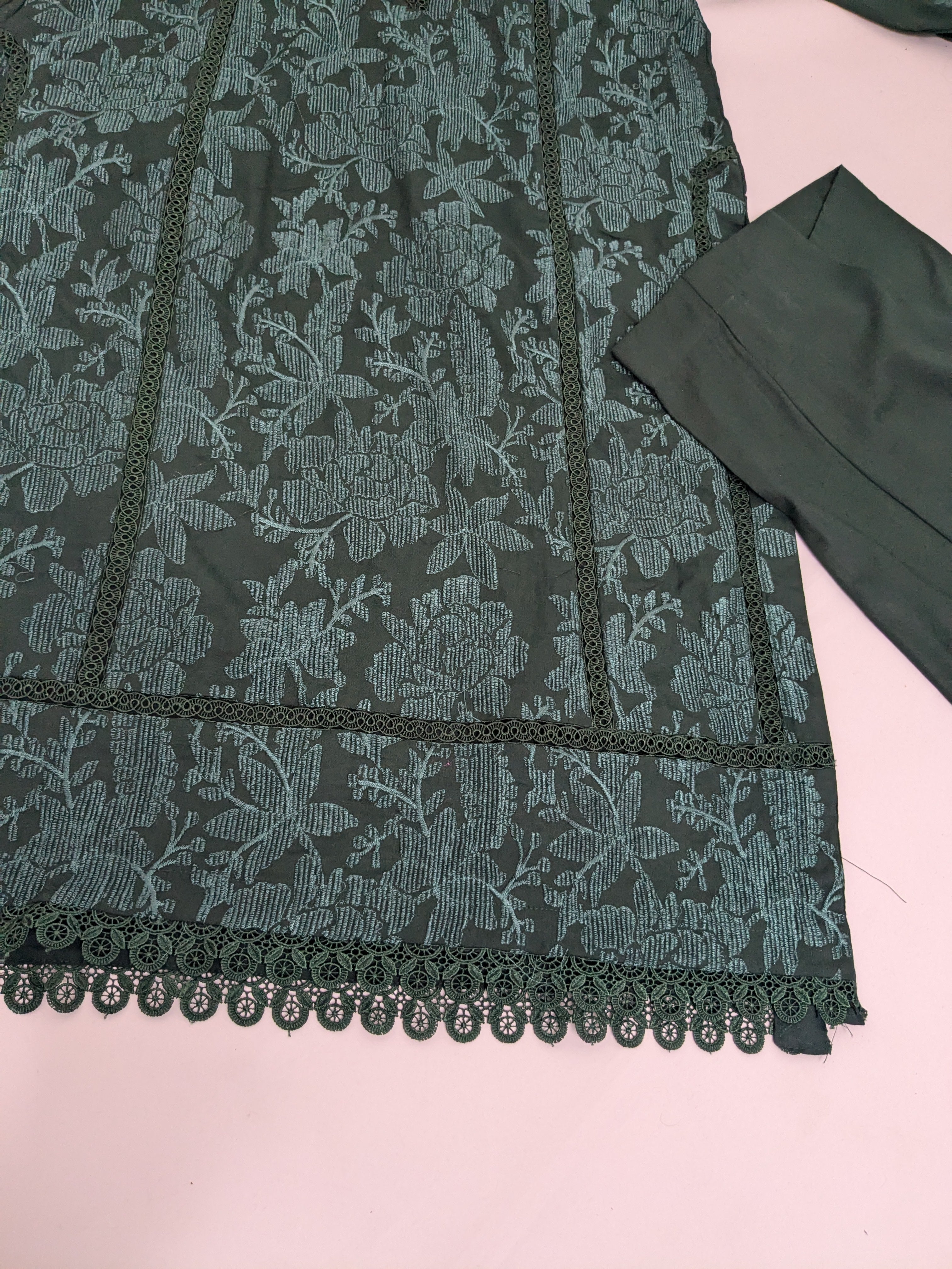 Bottle Green Self Embroidered 2 Piece Marina Outfit