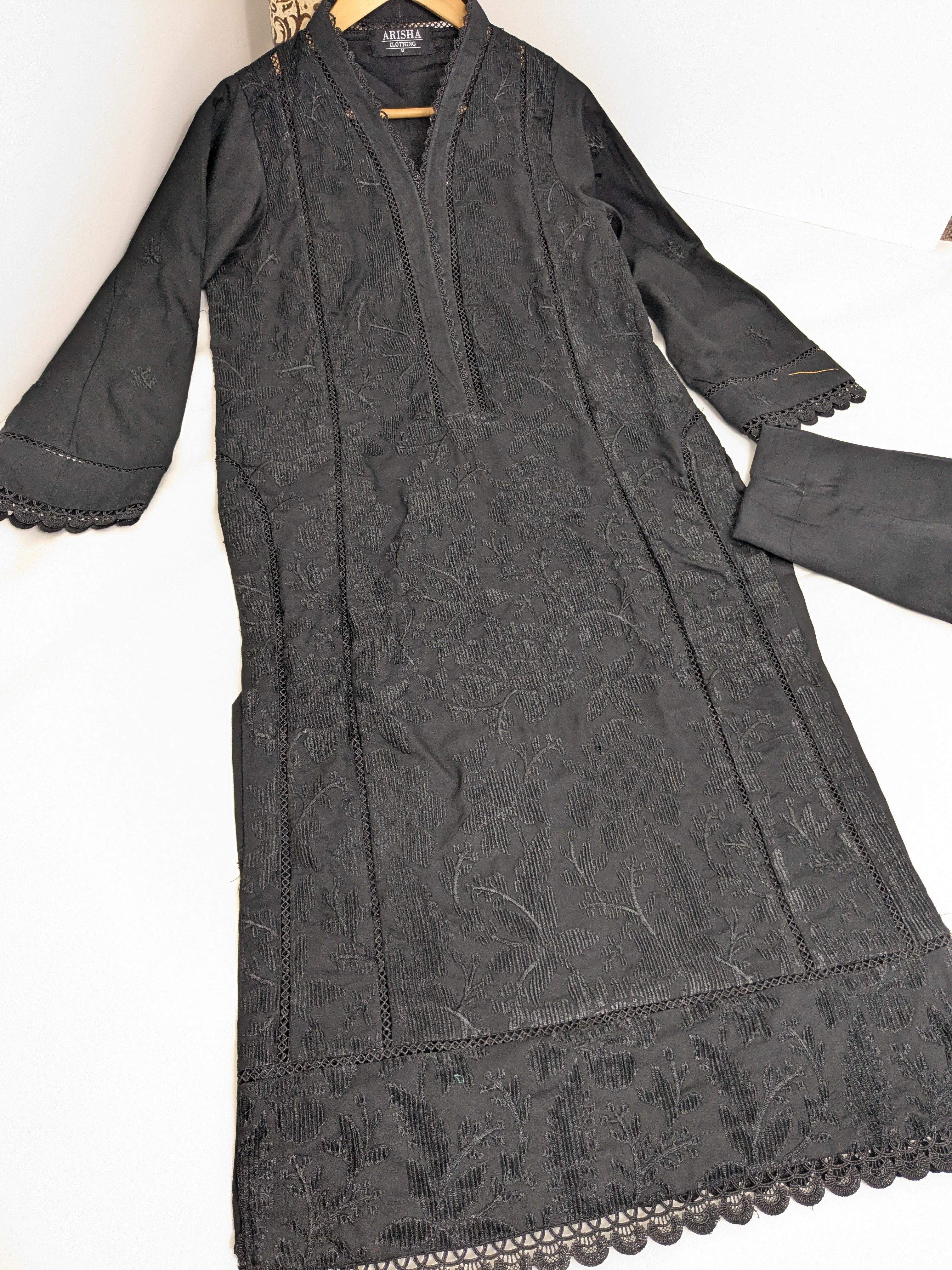 Black Self Embroidered Marina 2 Piece Outfit