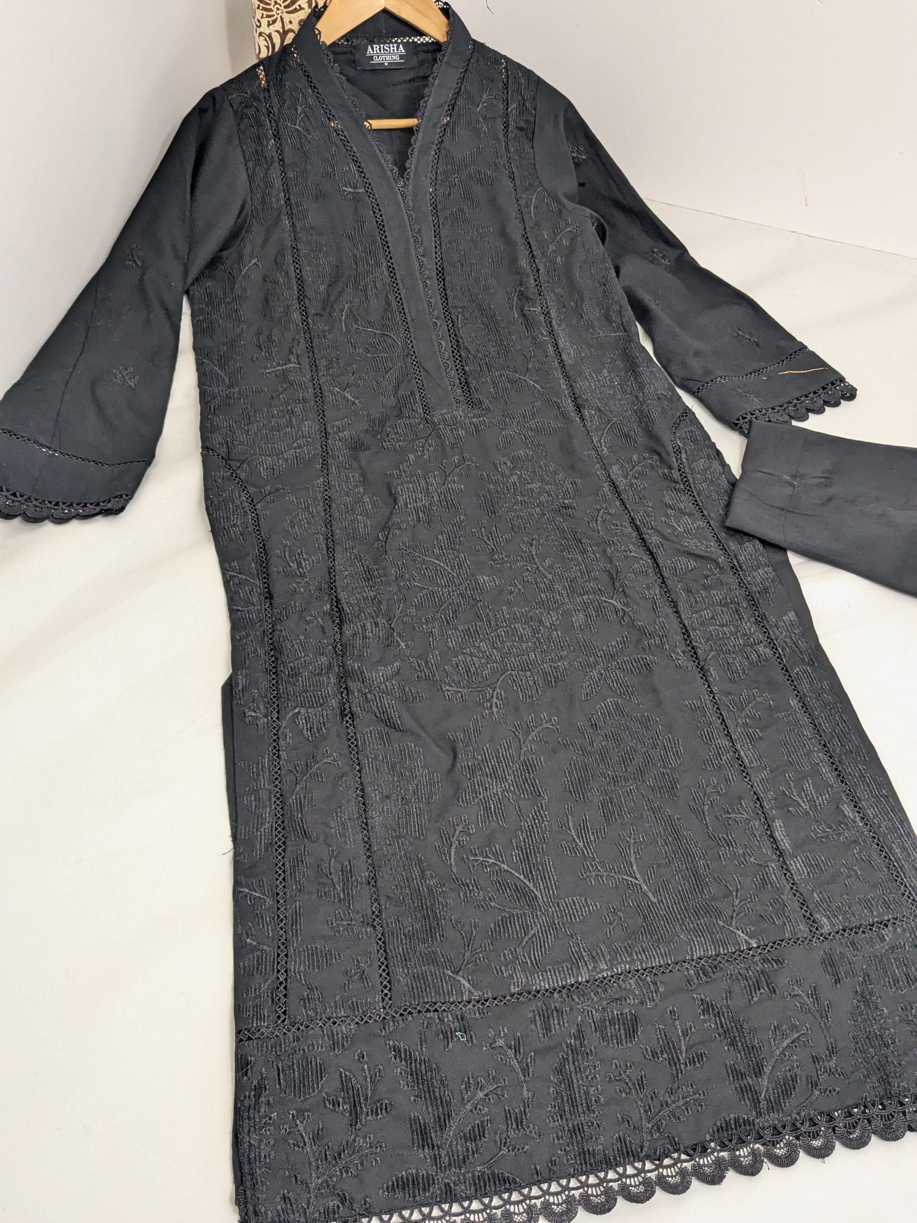 Black Self Embroidered Marina 2 Piece Outfit