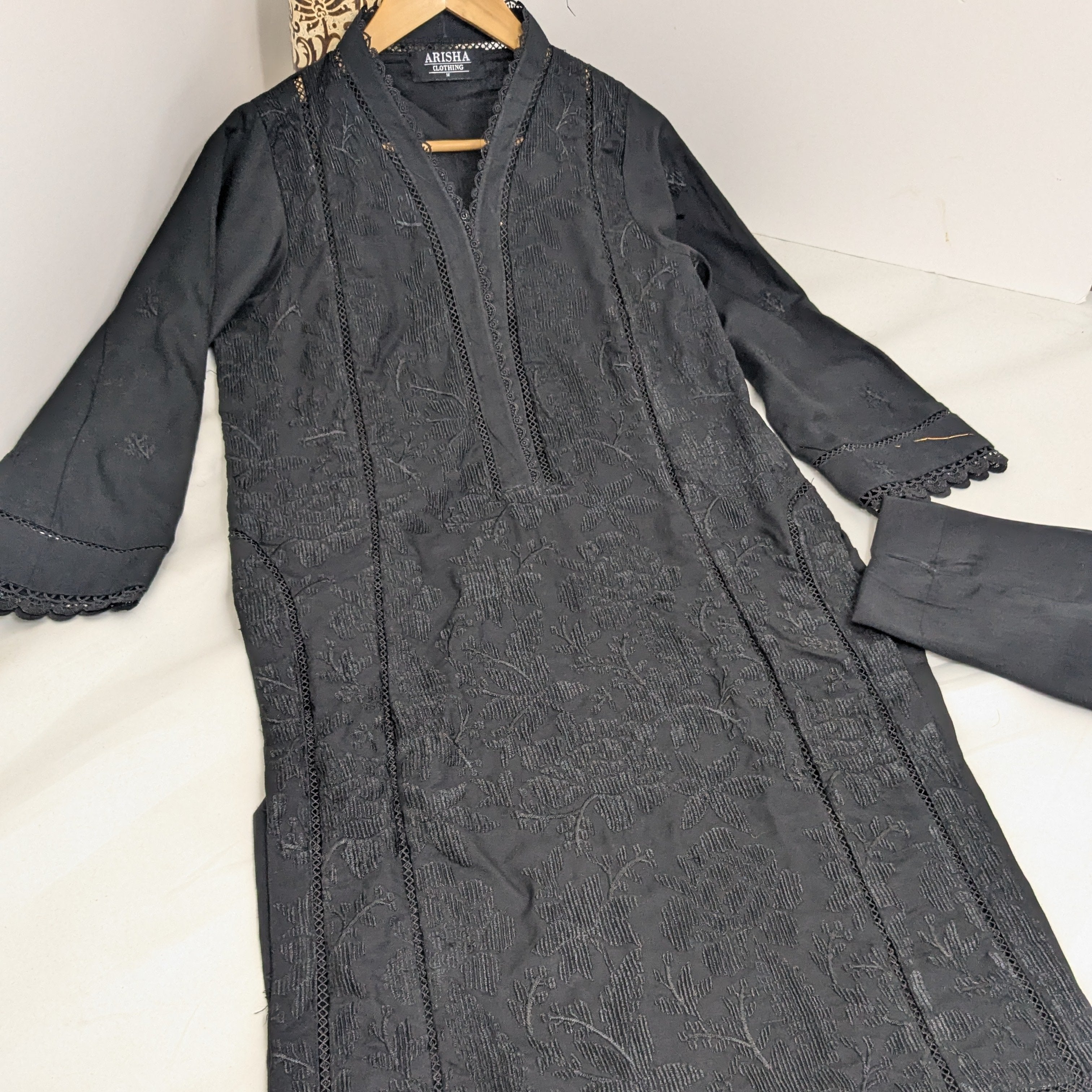 Black Self Embroidered Marina 2 Piece Outfit
