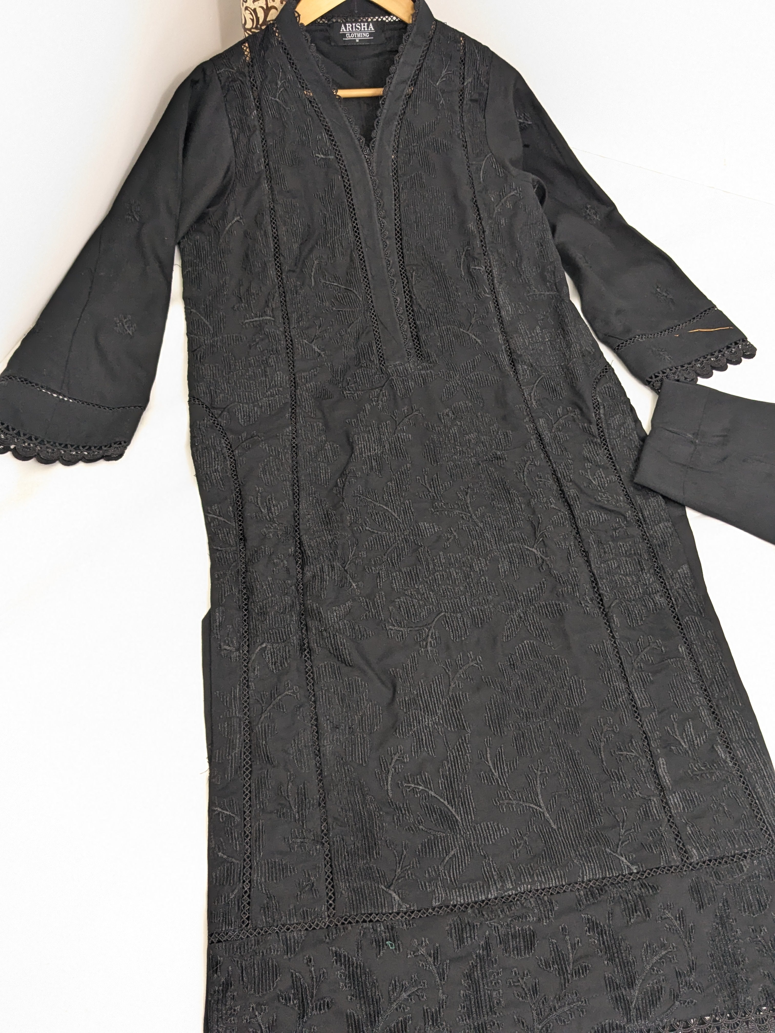 Black Self Embroidered Marina 2 Piece Outfit
