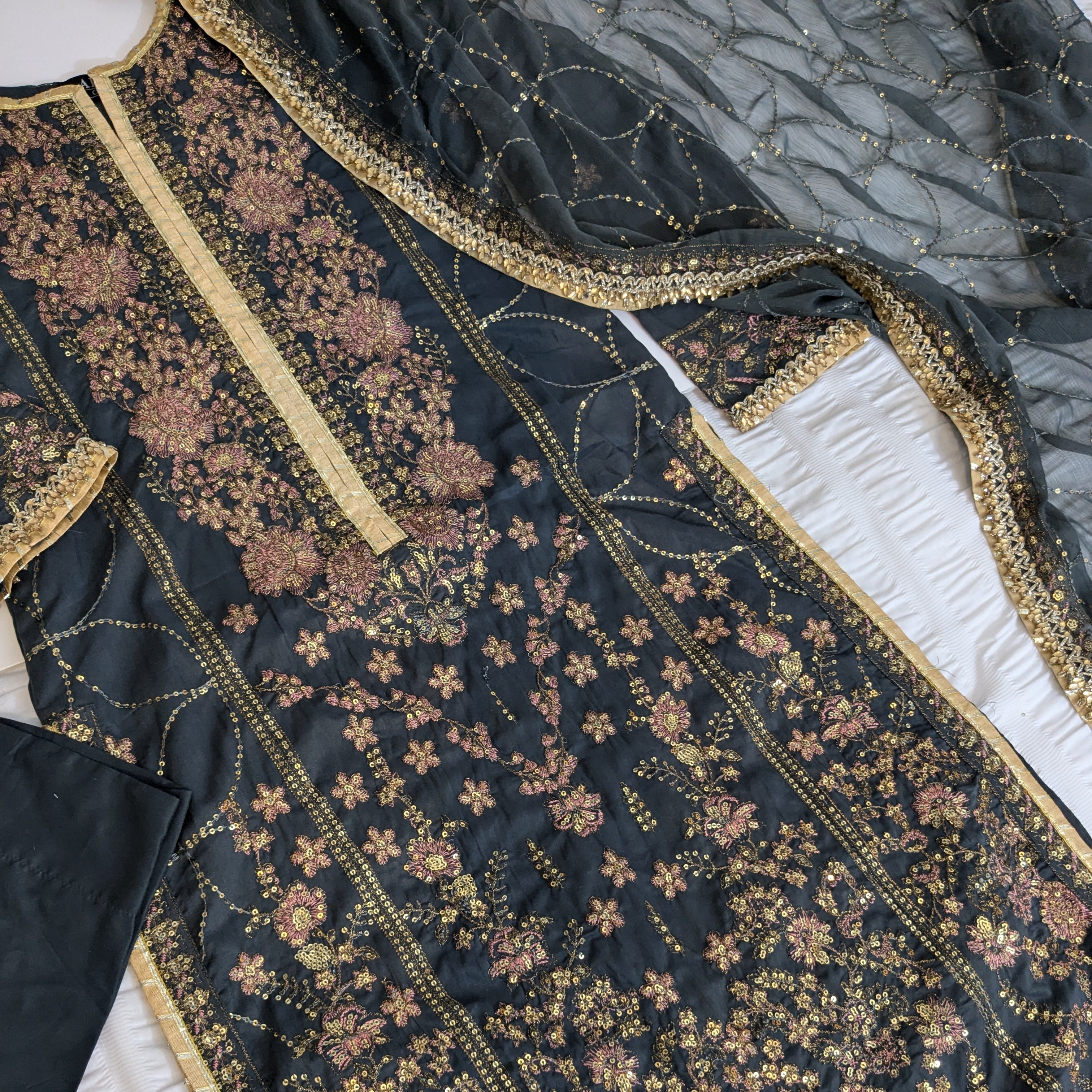 Asim Jofa Green 3 Piece Silk Outfit