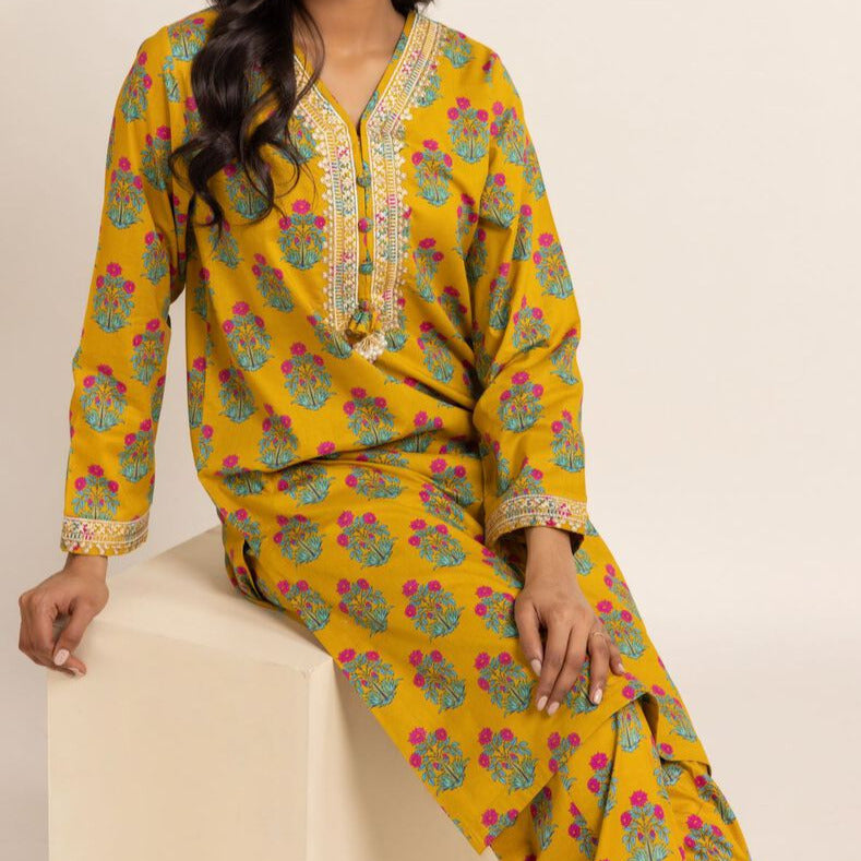 Khaadi Yellow 2 Piece Lawn Outfit