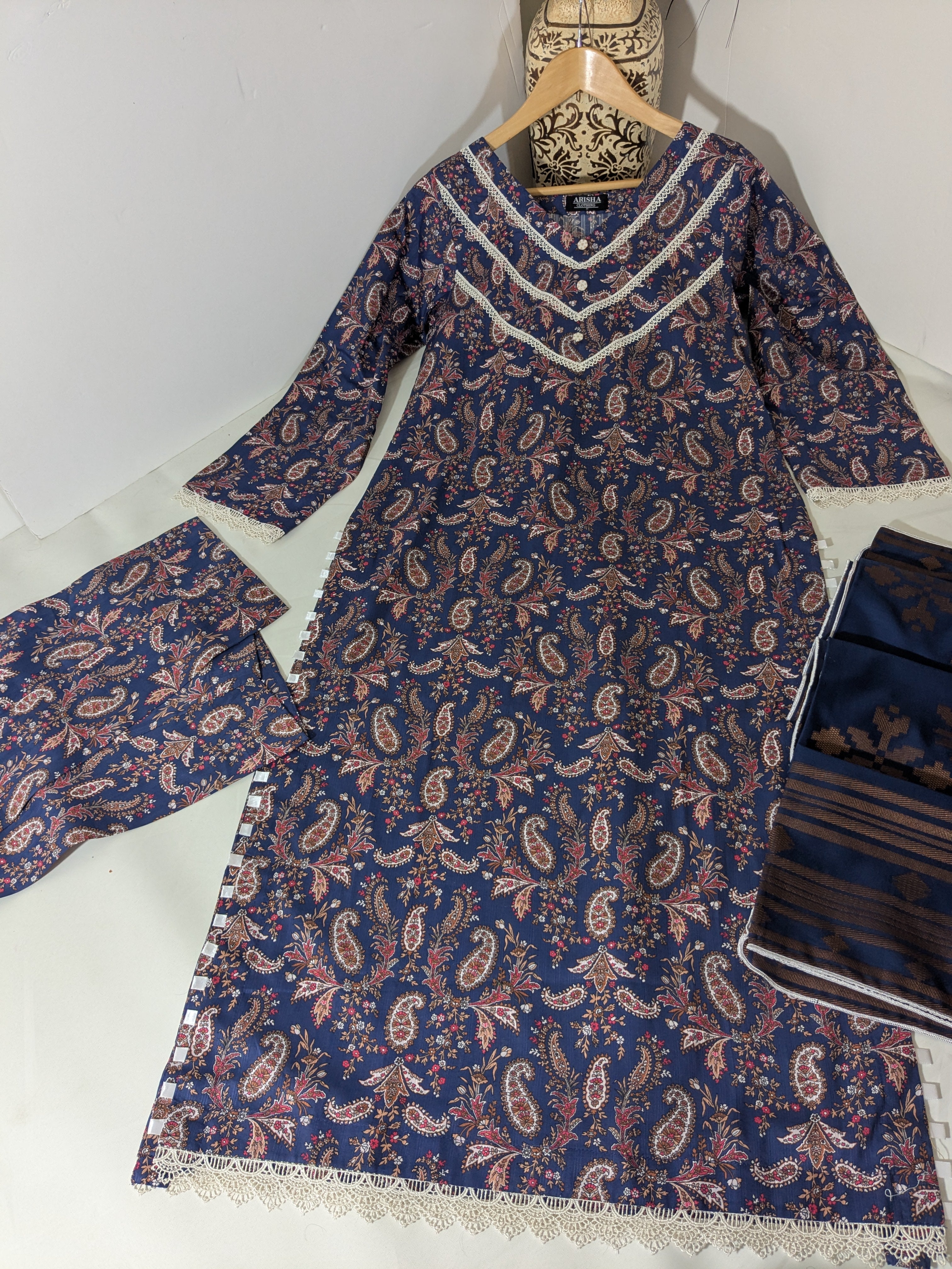 Ethnic Blue 3 Piece Lawn Outfit
