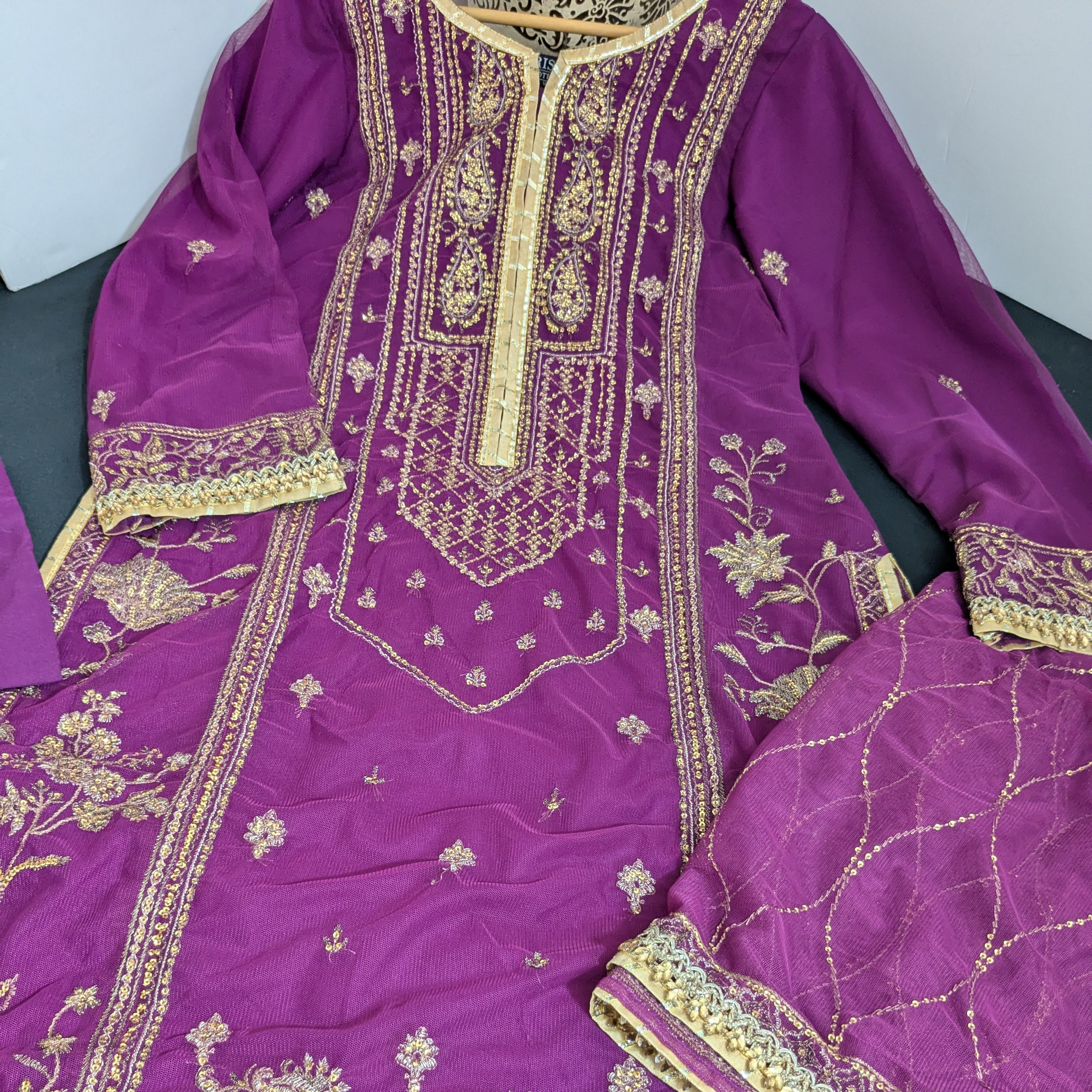 Asim Jofa Purple 3 Piece Net Outfit