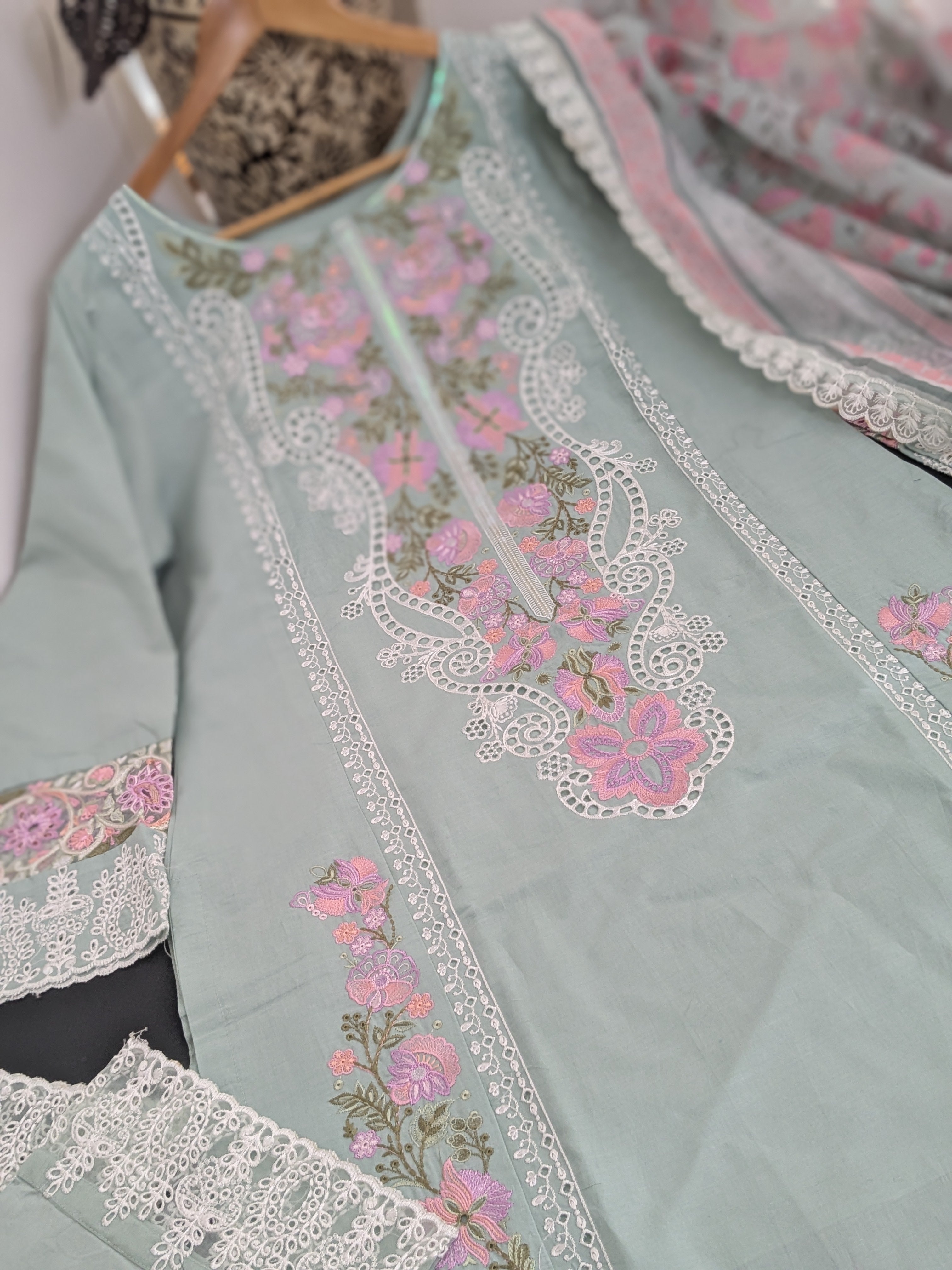 Karma Pastel Light Blue 3 Piece Lawn Outfit