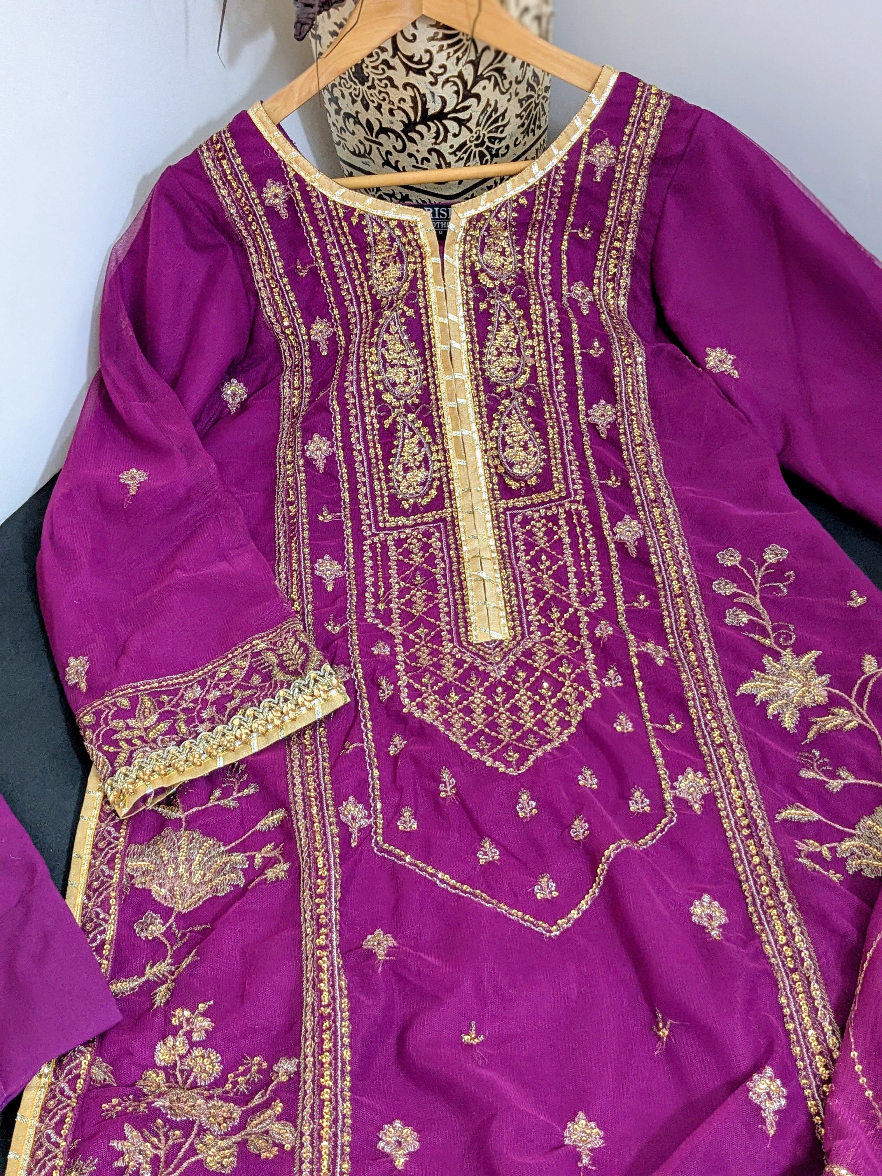 Asim Jofa Purple 3 Piece Net Outfit