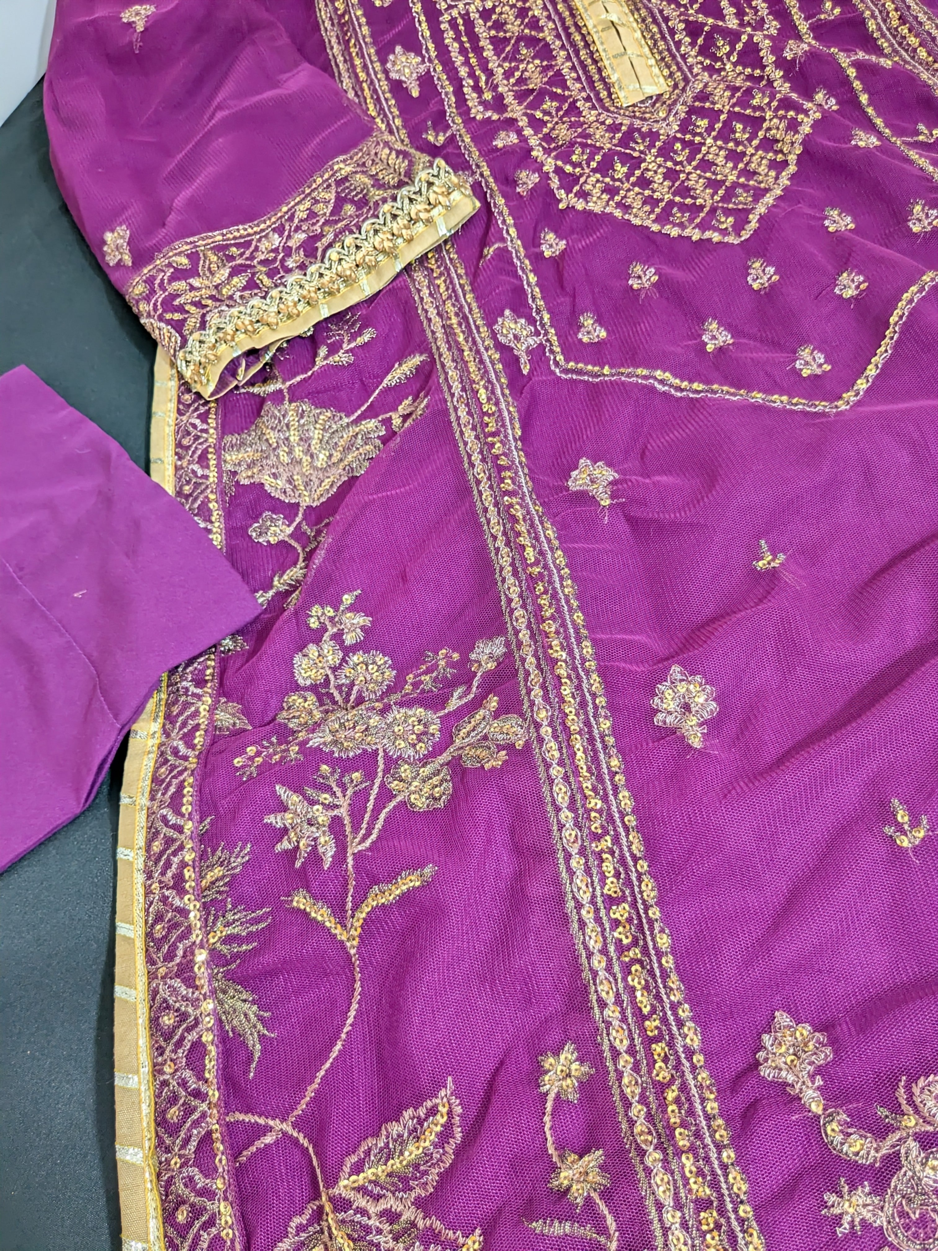 Asim Jofa Purple 3 Piece Net Outfit