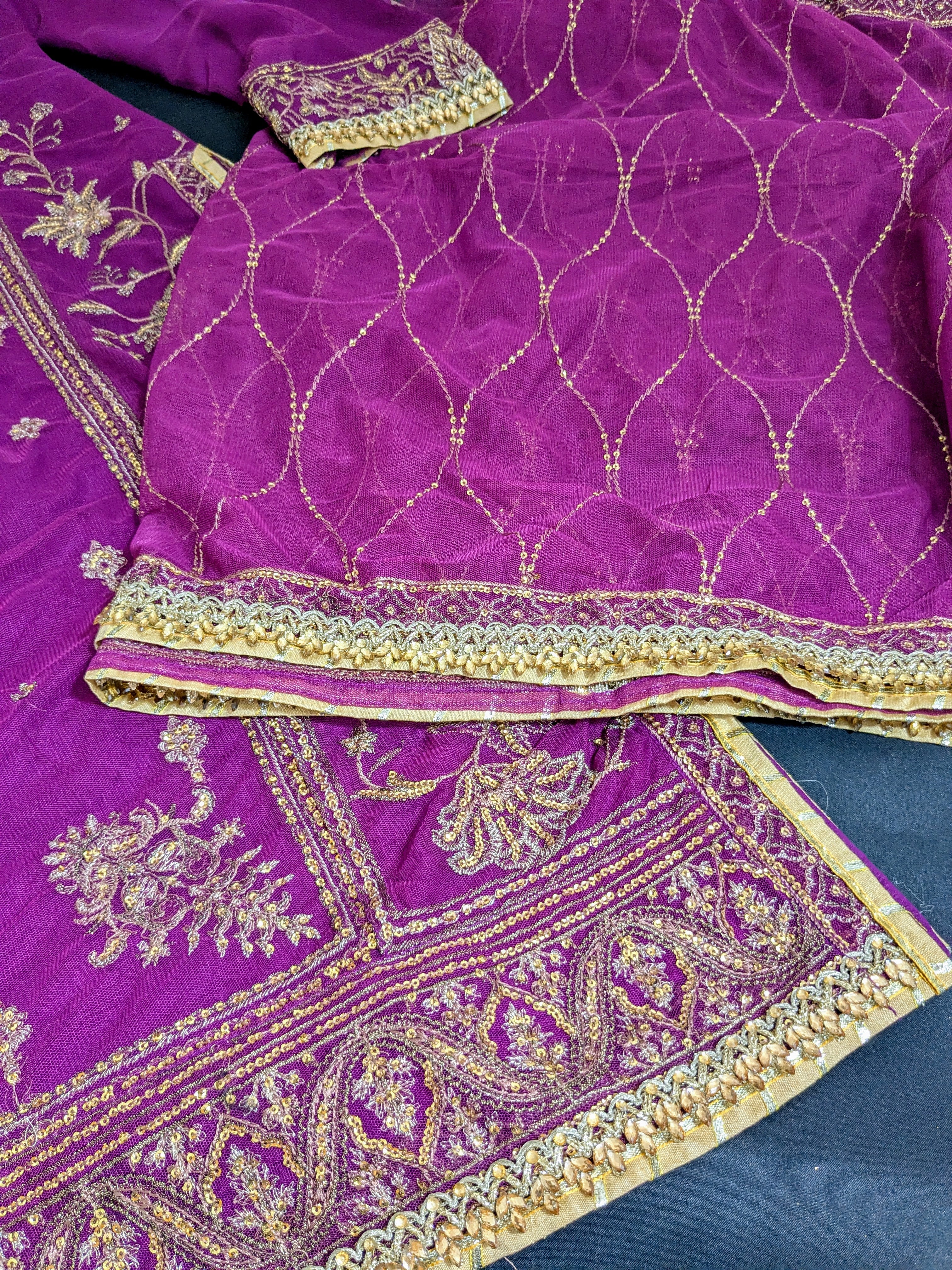 Asim Jofa Purple 3 Piece Net Outfit
