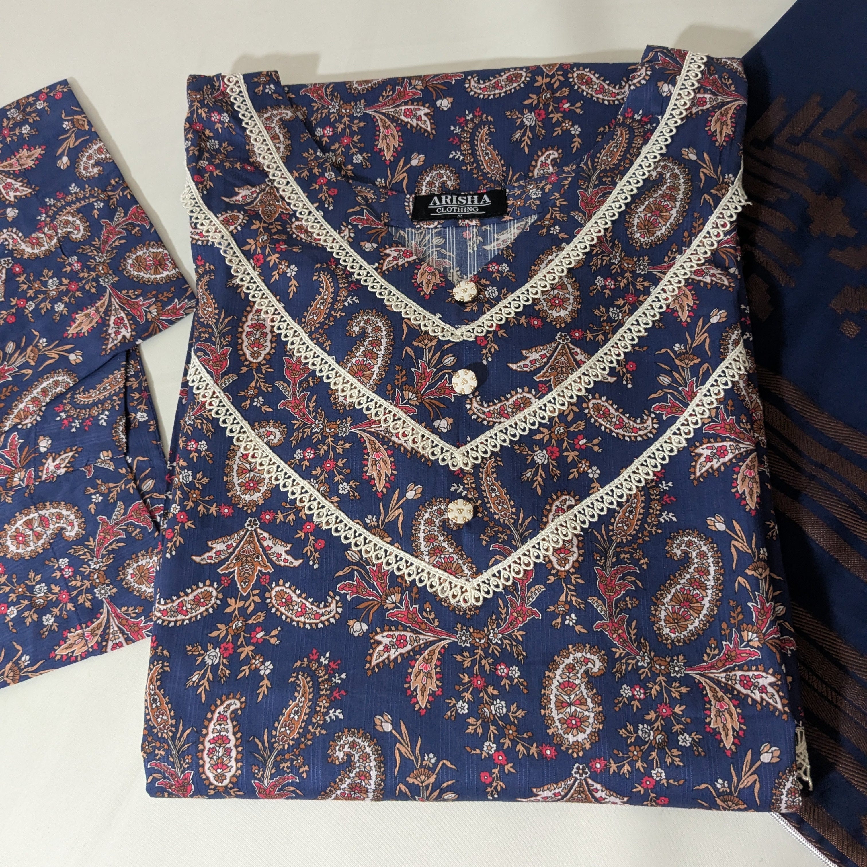 Ethnic Blue 3 Piece Lawn Outfit