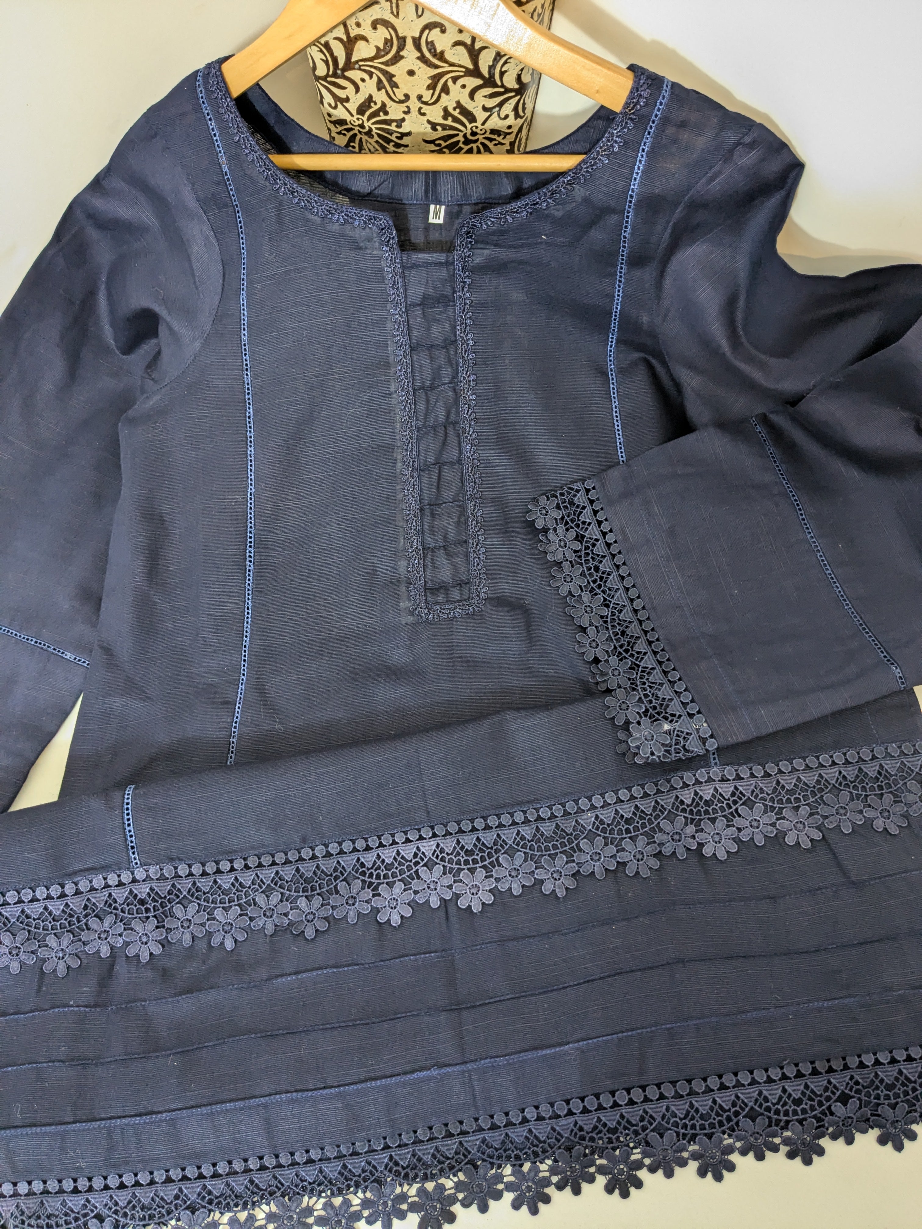 Navy 2 Piece Khaddar Outfit