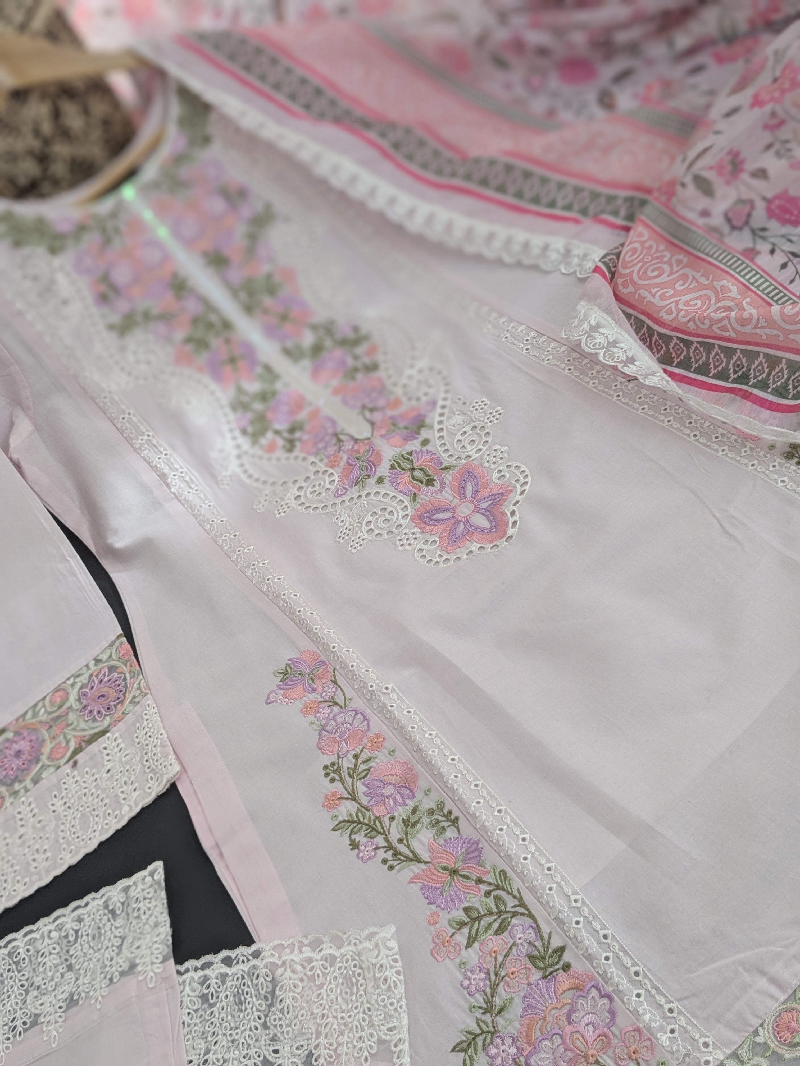 Karma Paled Baby Pink 3 Piece Lawn Outfit