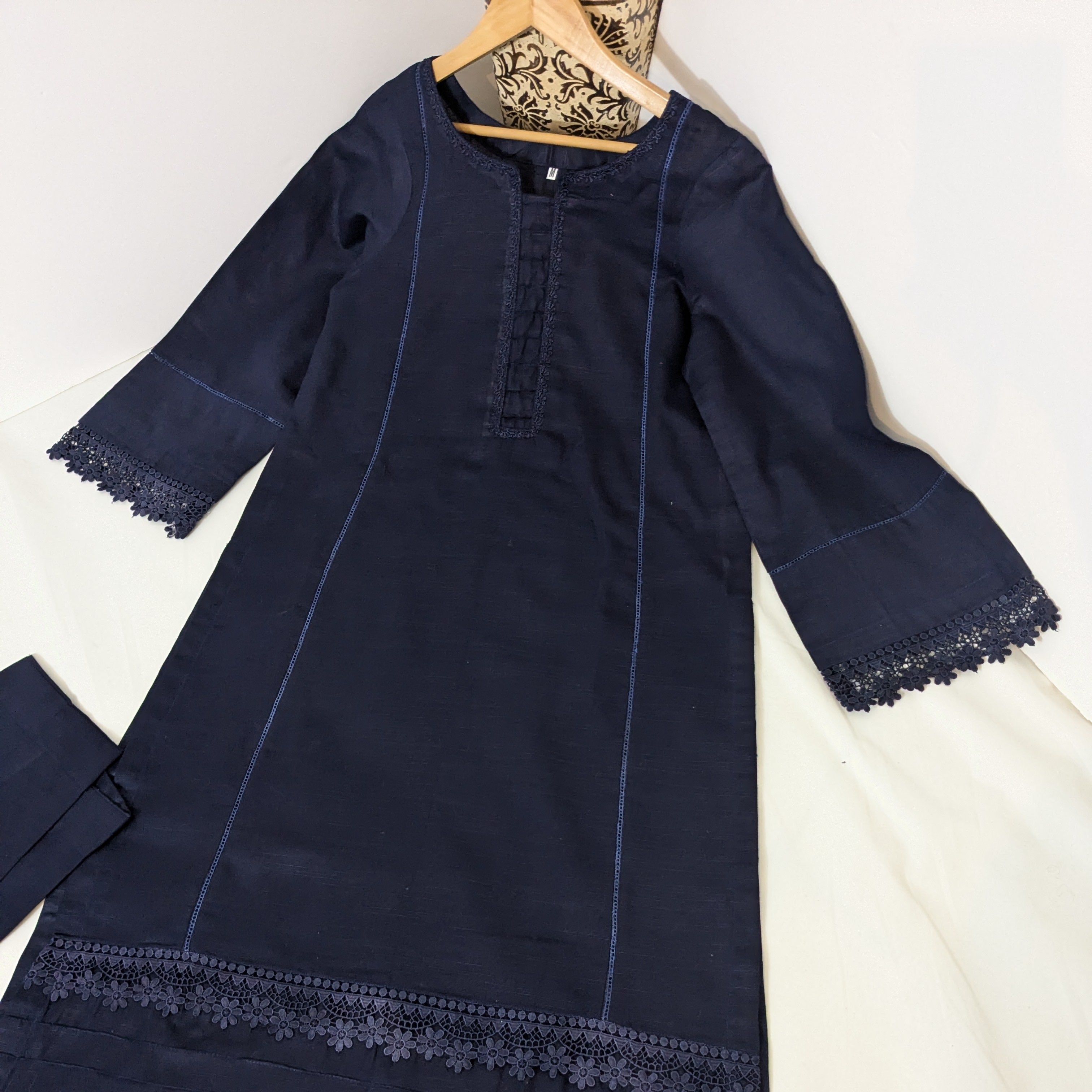 Navy 2 Piece Khaddar Outfit
