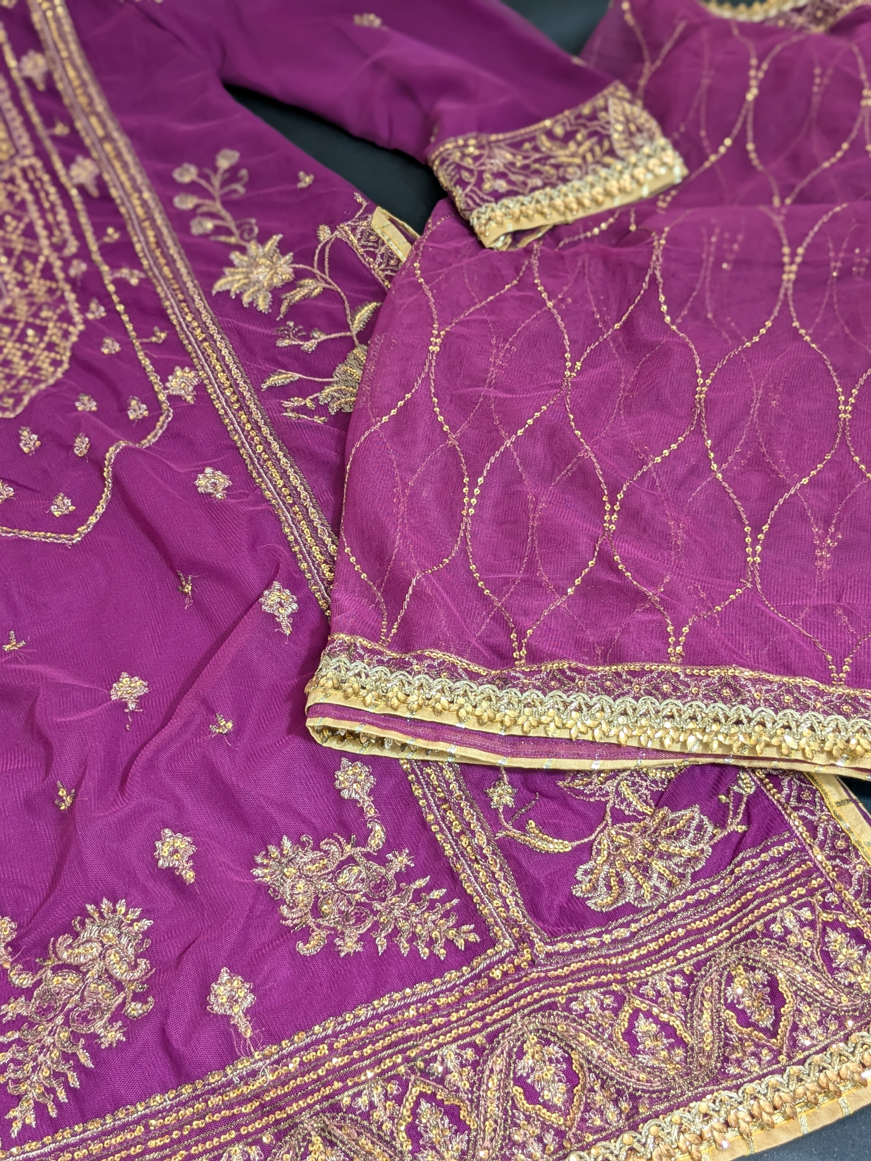 Asim Jofa Purple 3 Piece Net Outfit