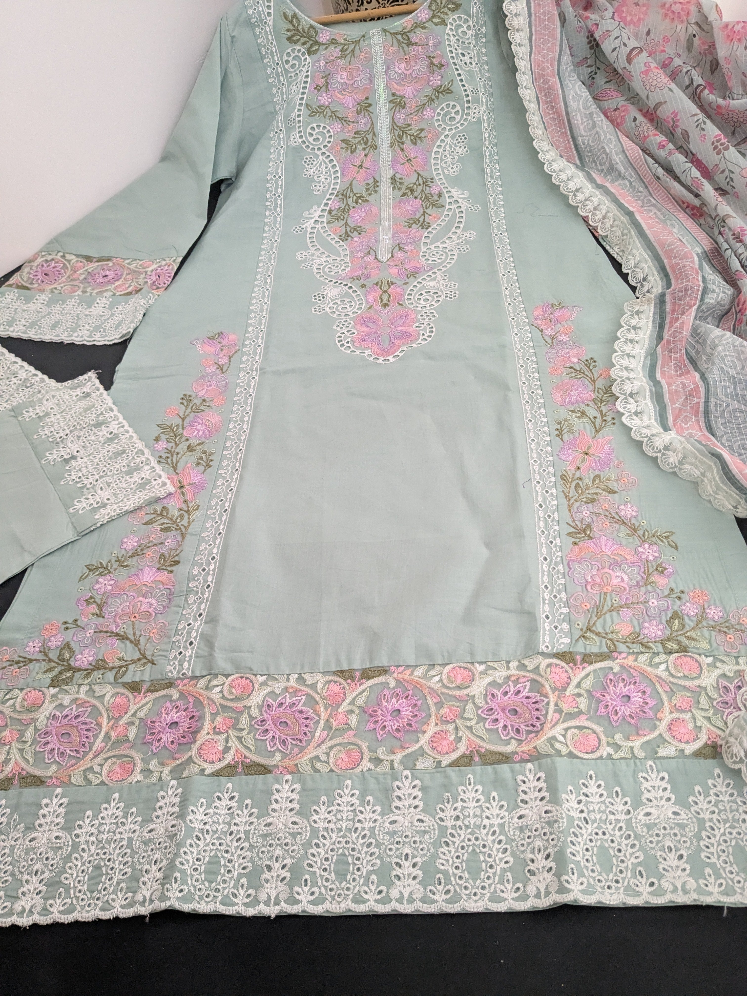 Karma Pastel Light Blue 3 Piece Lawn Outfit