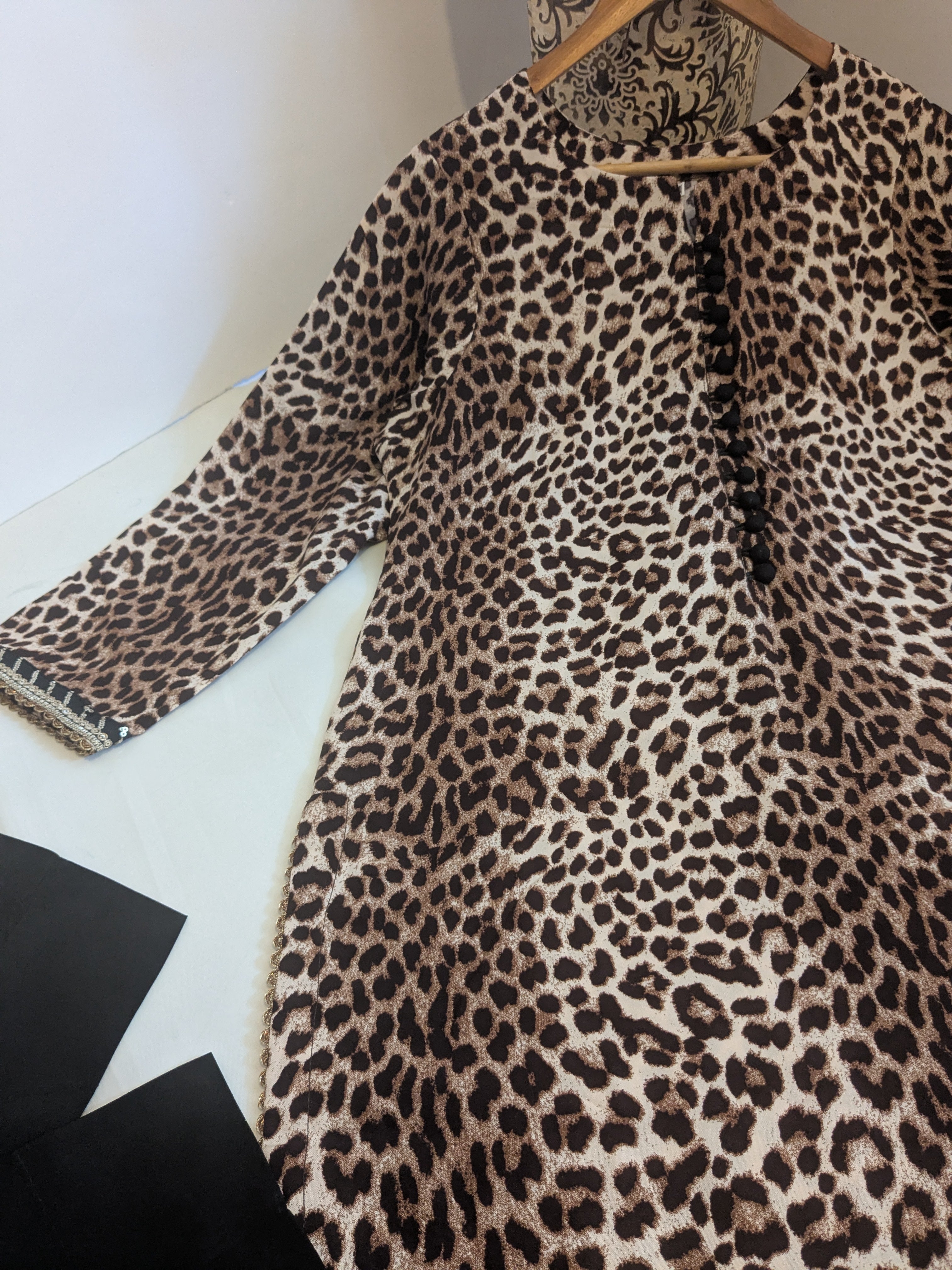Leopard Print 3 Piece Linen Outfit (Brown)