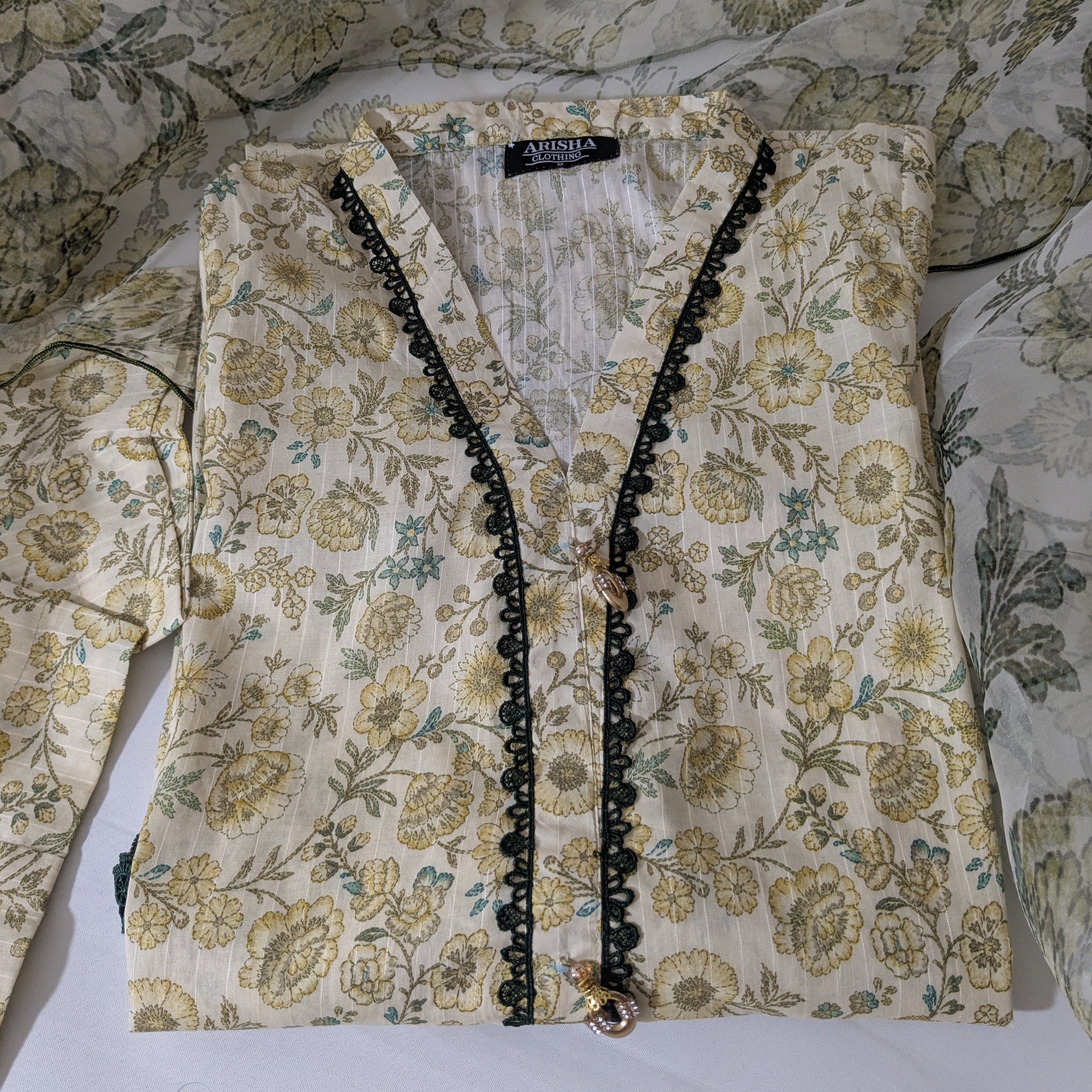 Ethnic Yellow 3 Piece Lawn Outfit