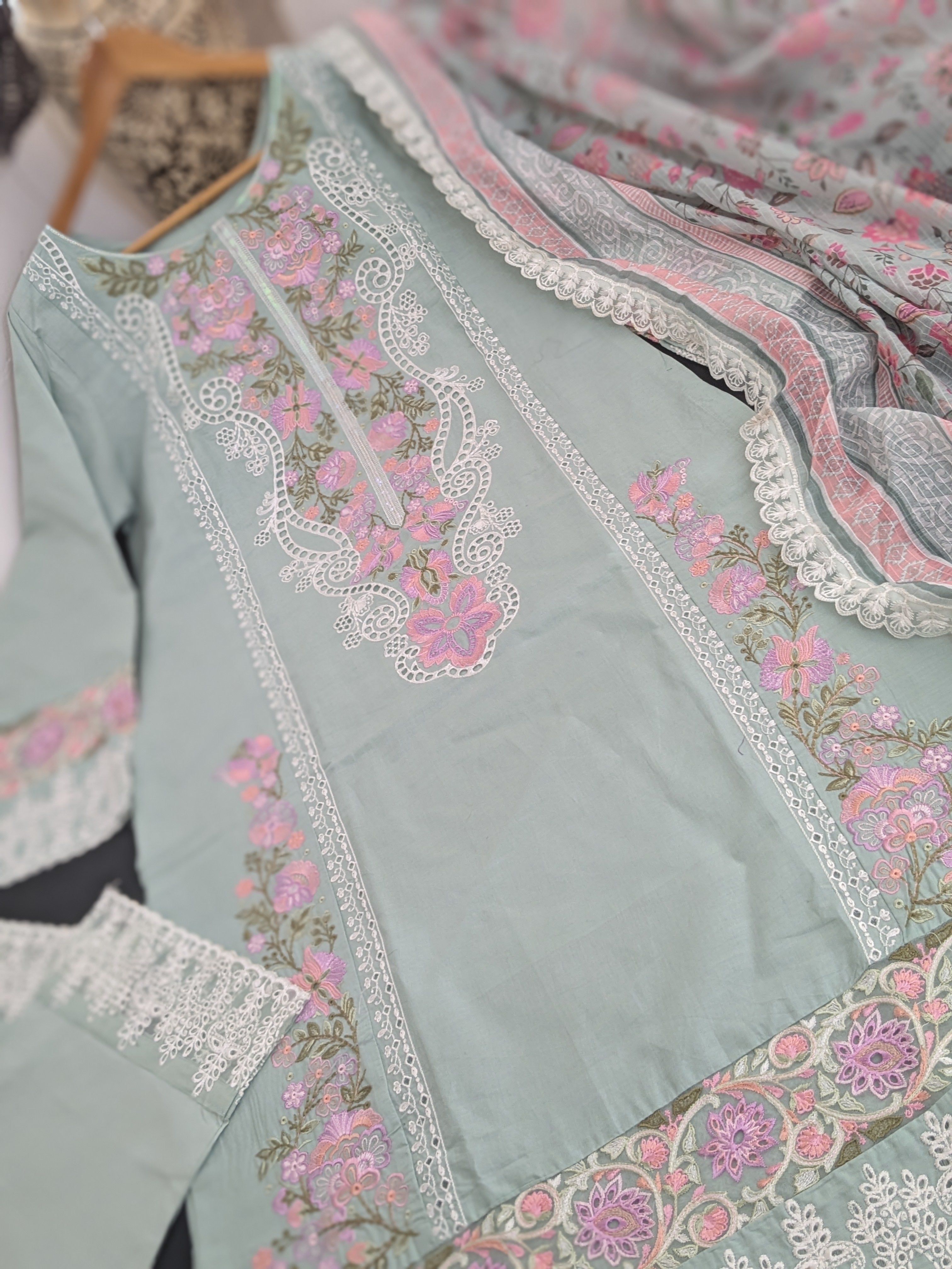 Karma Pastel Light Blue 3 Piece Lawn Outfit