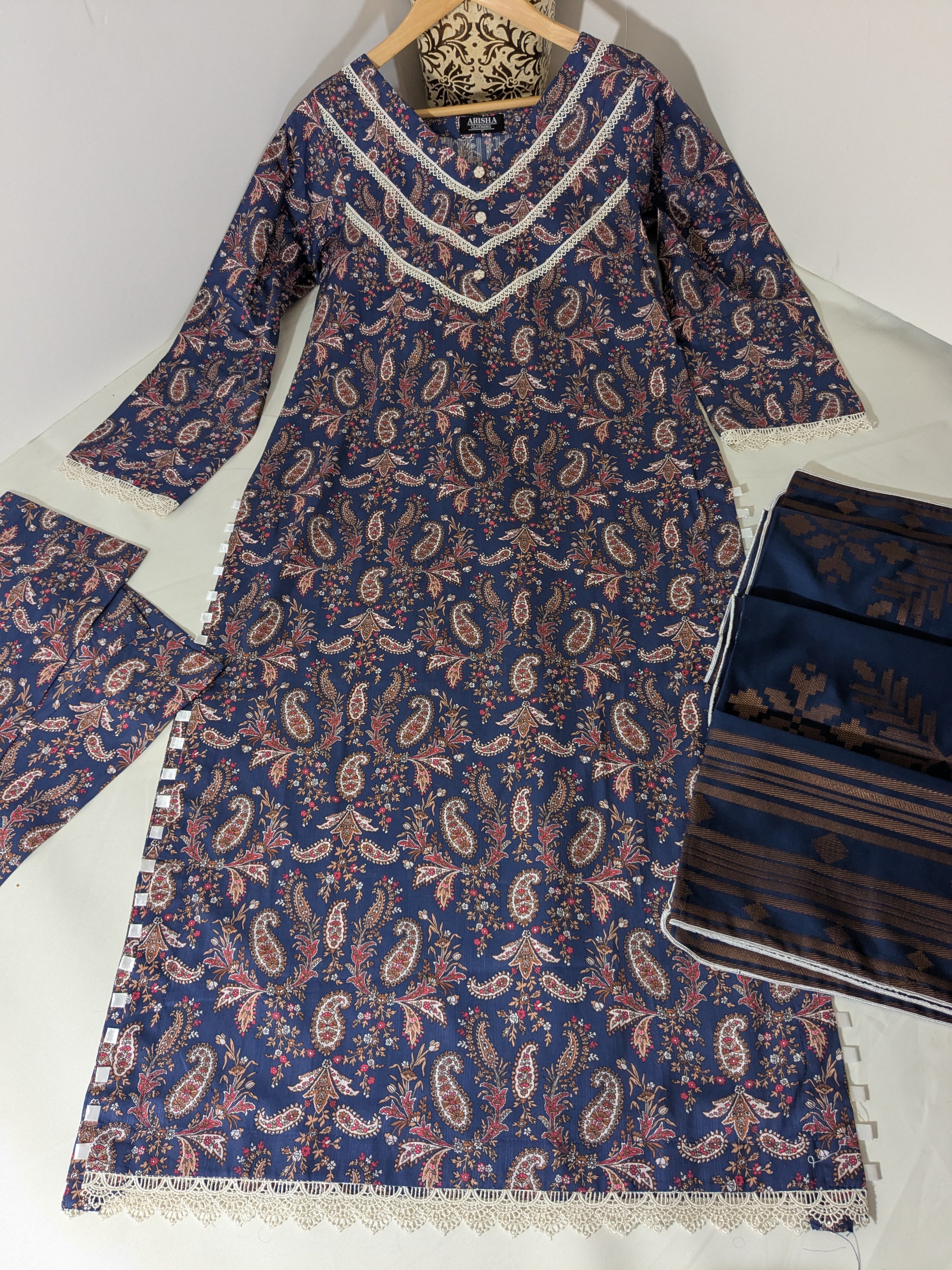 Ethnic Blue 3 Piece Lawn Outfit