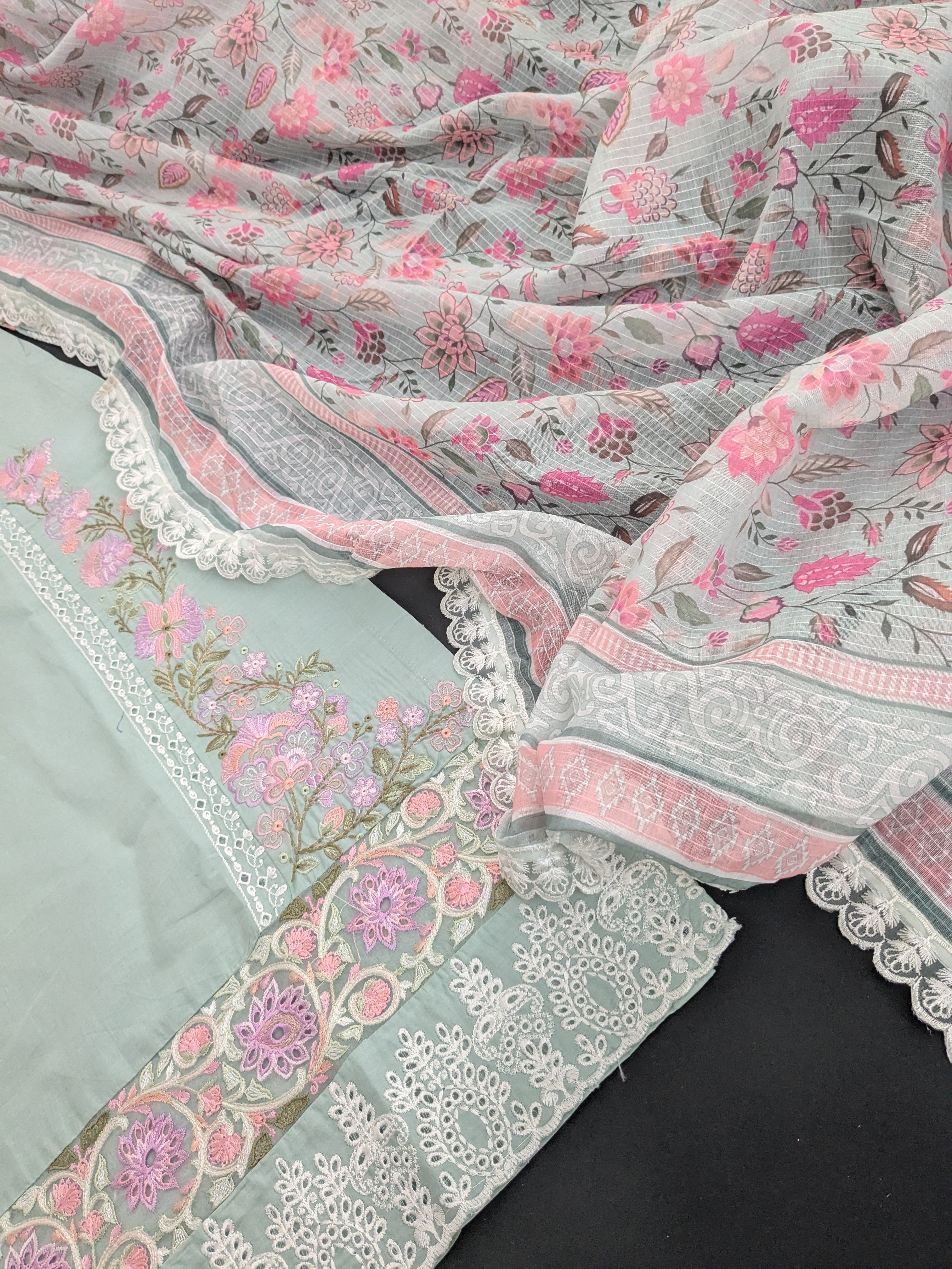 Karma Pastel Light Blue 3 Piece Lawn Outfit