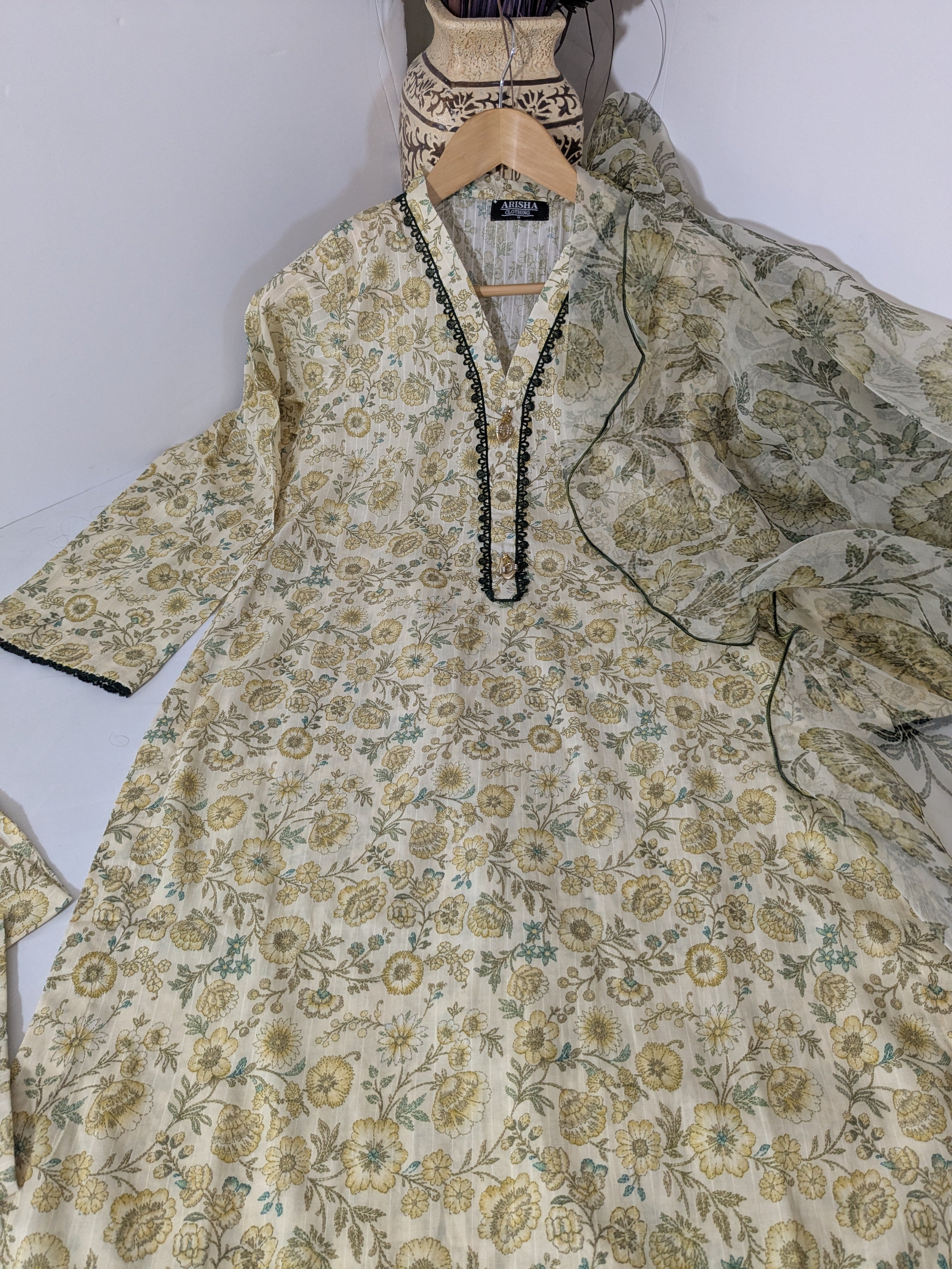 Ethnic Yellow 3 Piece Lawn Outfit