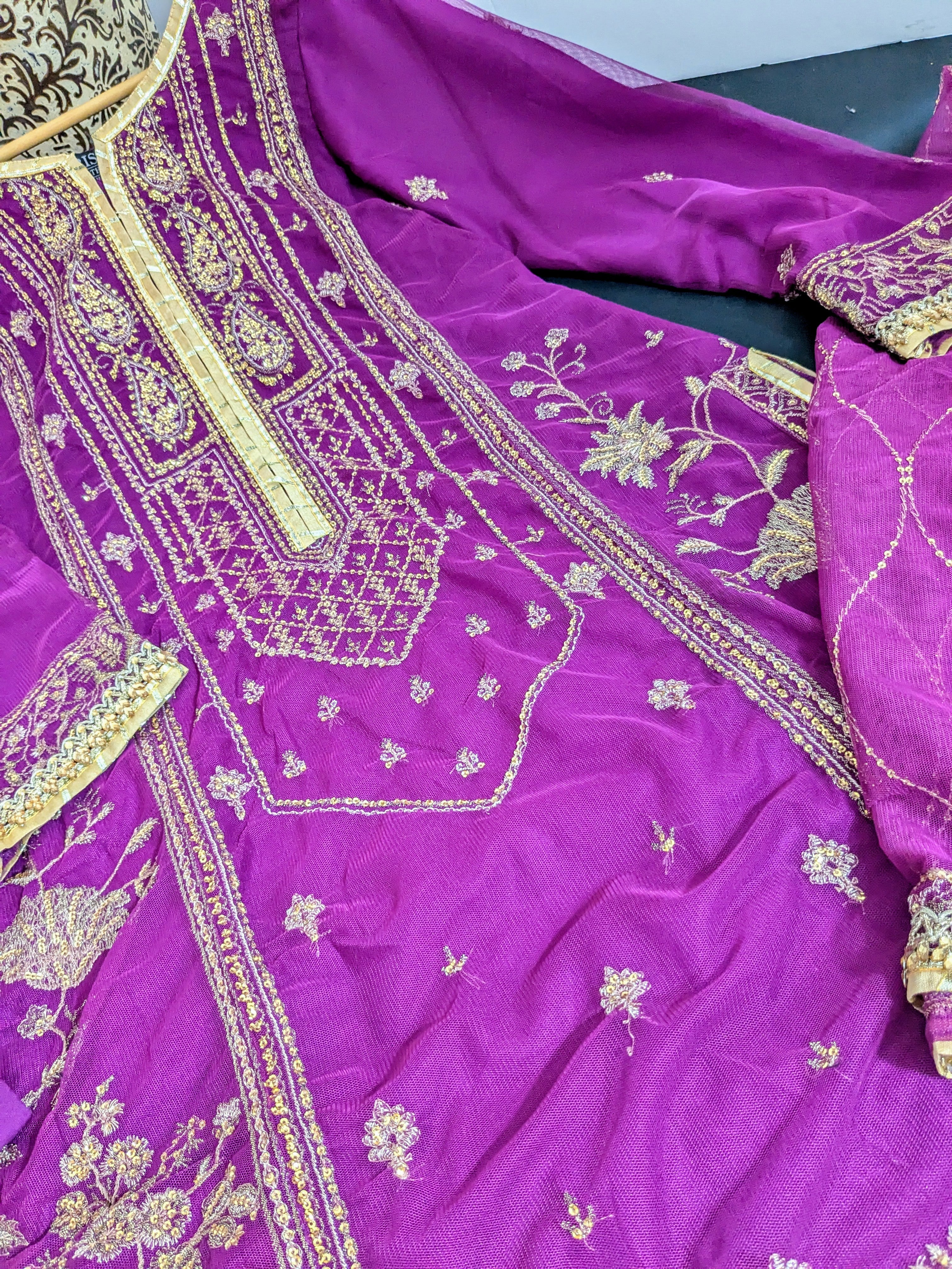 Asim Jofa Purple 3 Piece Net Outfit