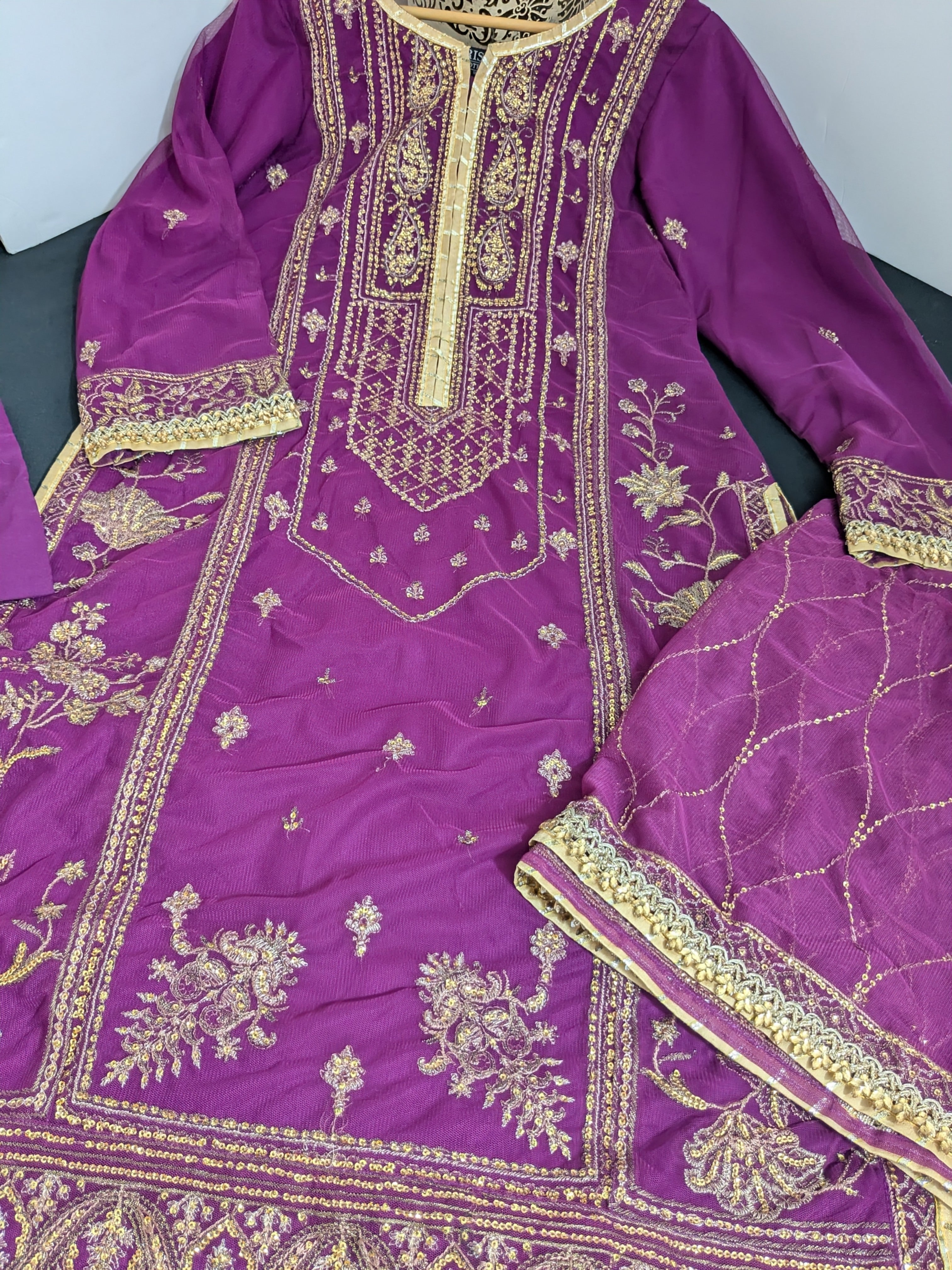 Asim Jofa Purple 3 Piece Net Outfit