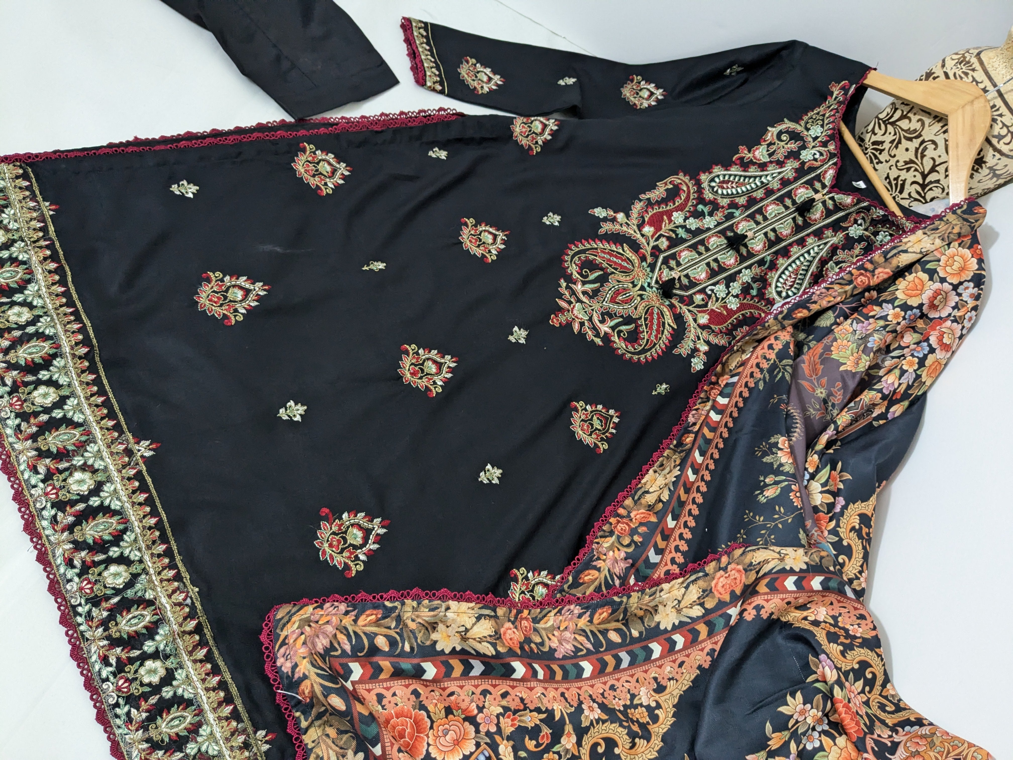 Black Embroidered 3 Piece Marina Outfit