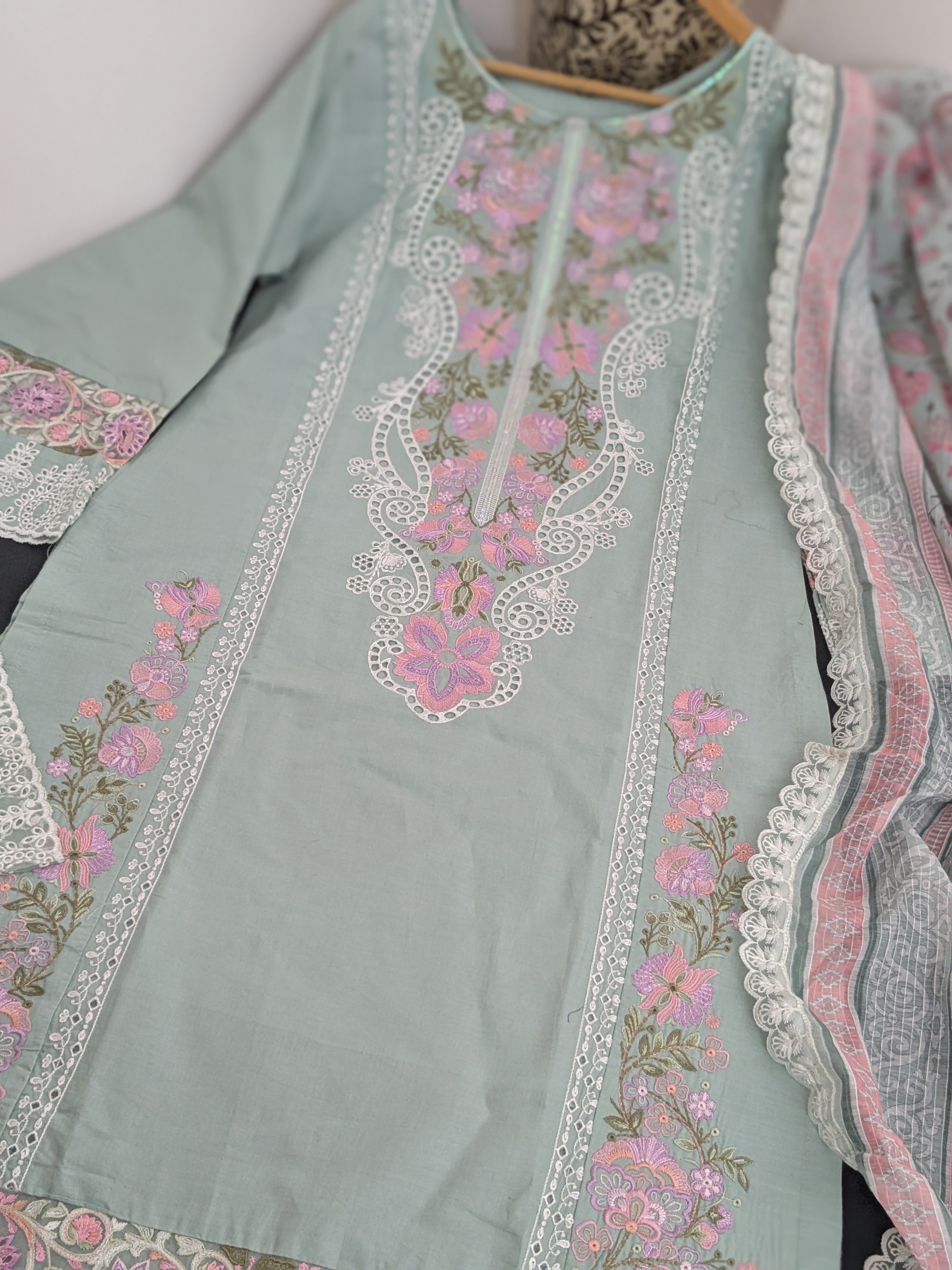 Karma Pastel Light Blue 3 Piece Lawn Outfit