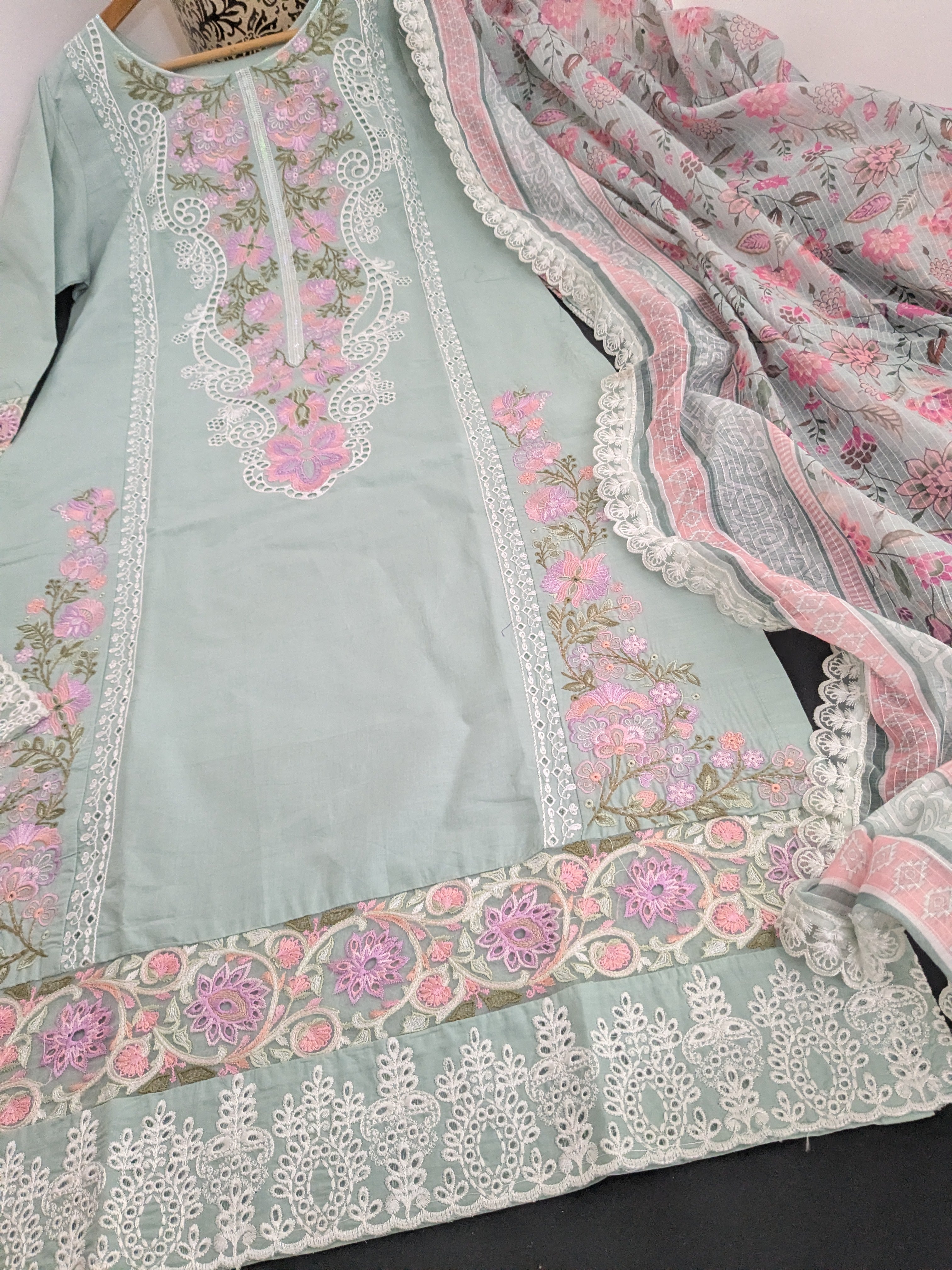 Karma Pastel Light Blue 3 Piece Lawn Outfit