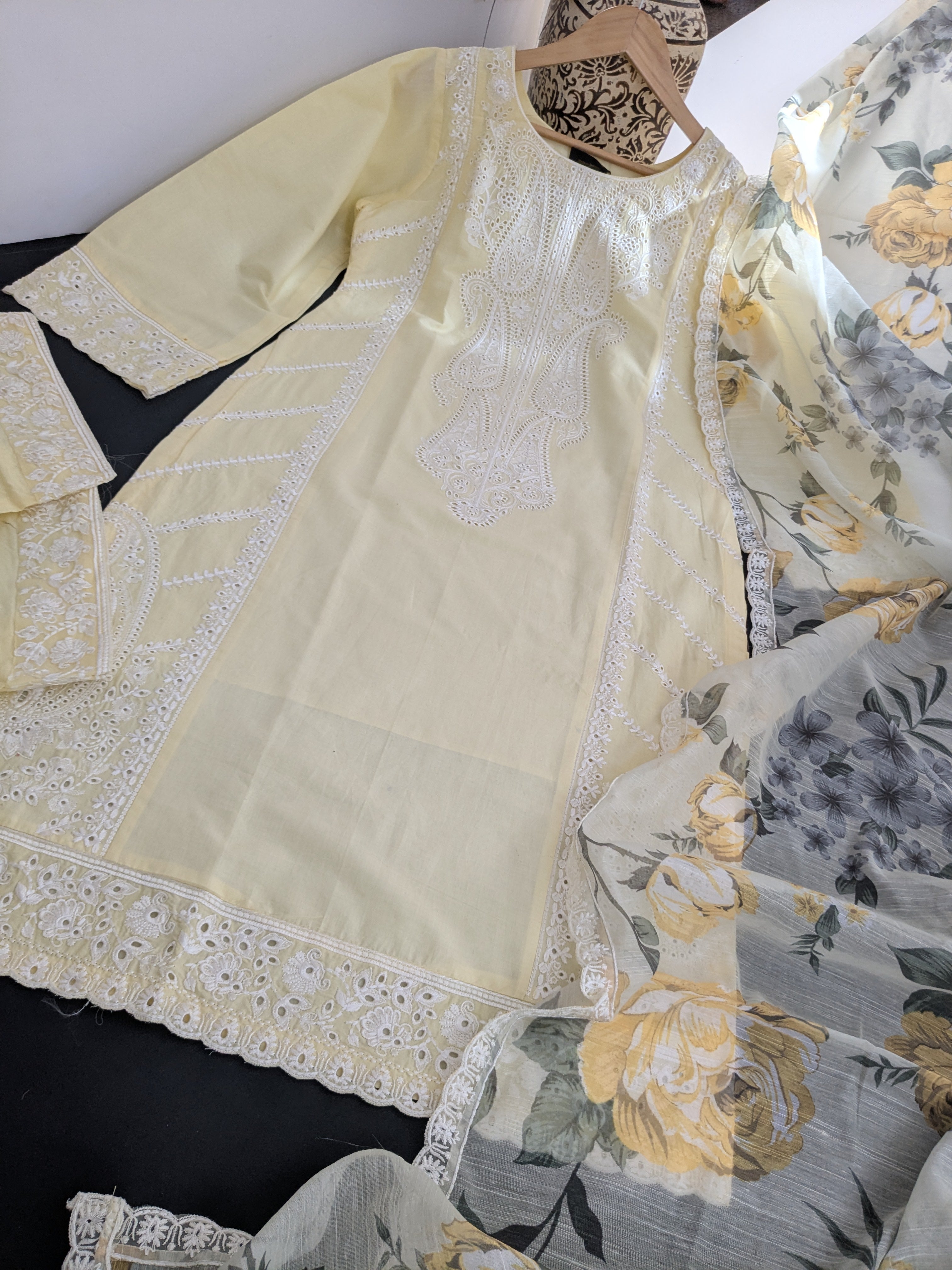 Karma Pastel Yellow 3 Piece Lawn Outfit