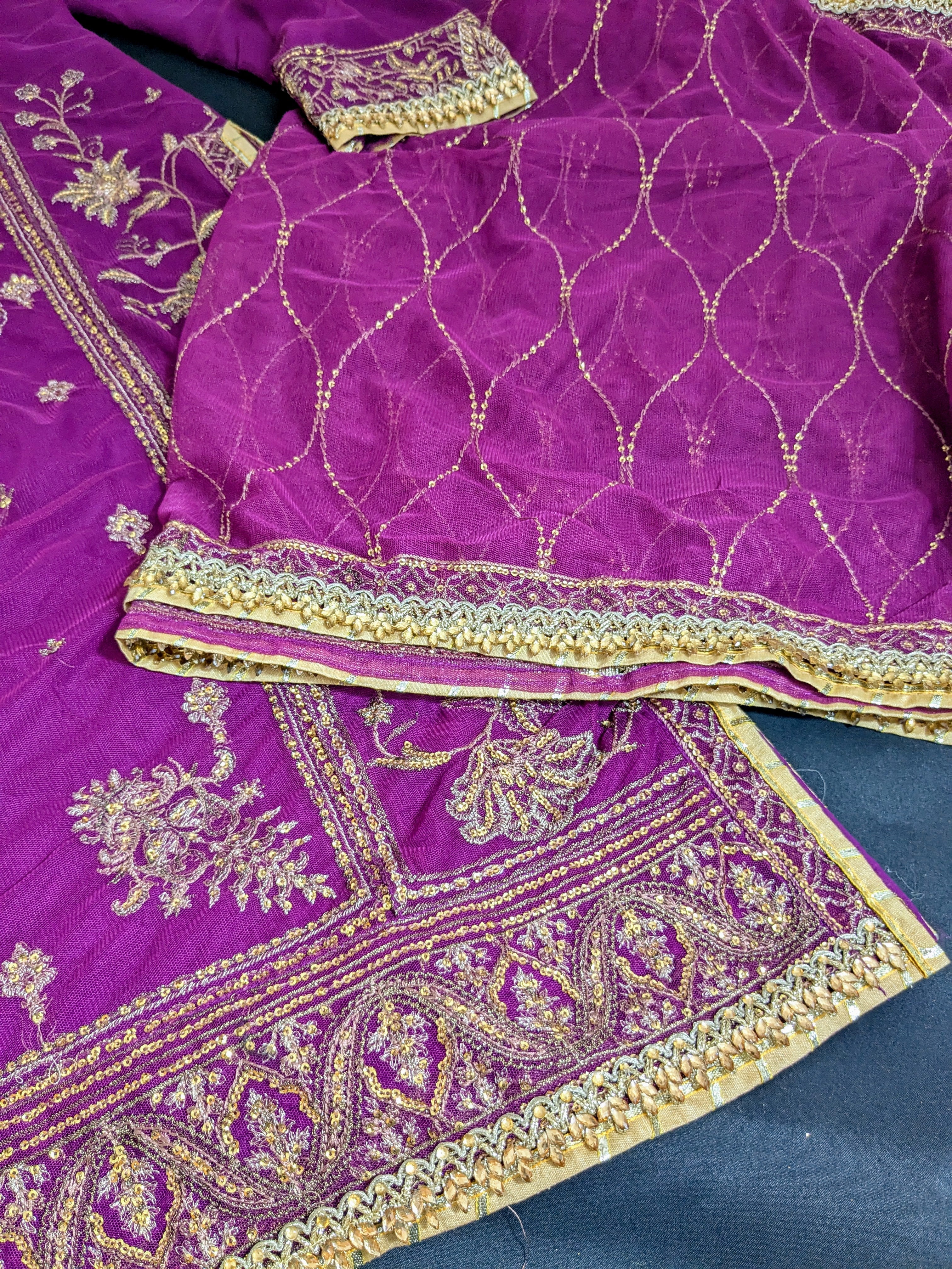 Asim Jofa Purple 3 Piece Net Outfit