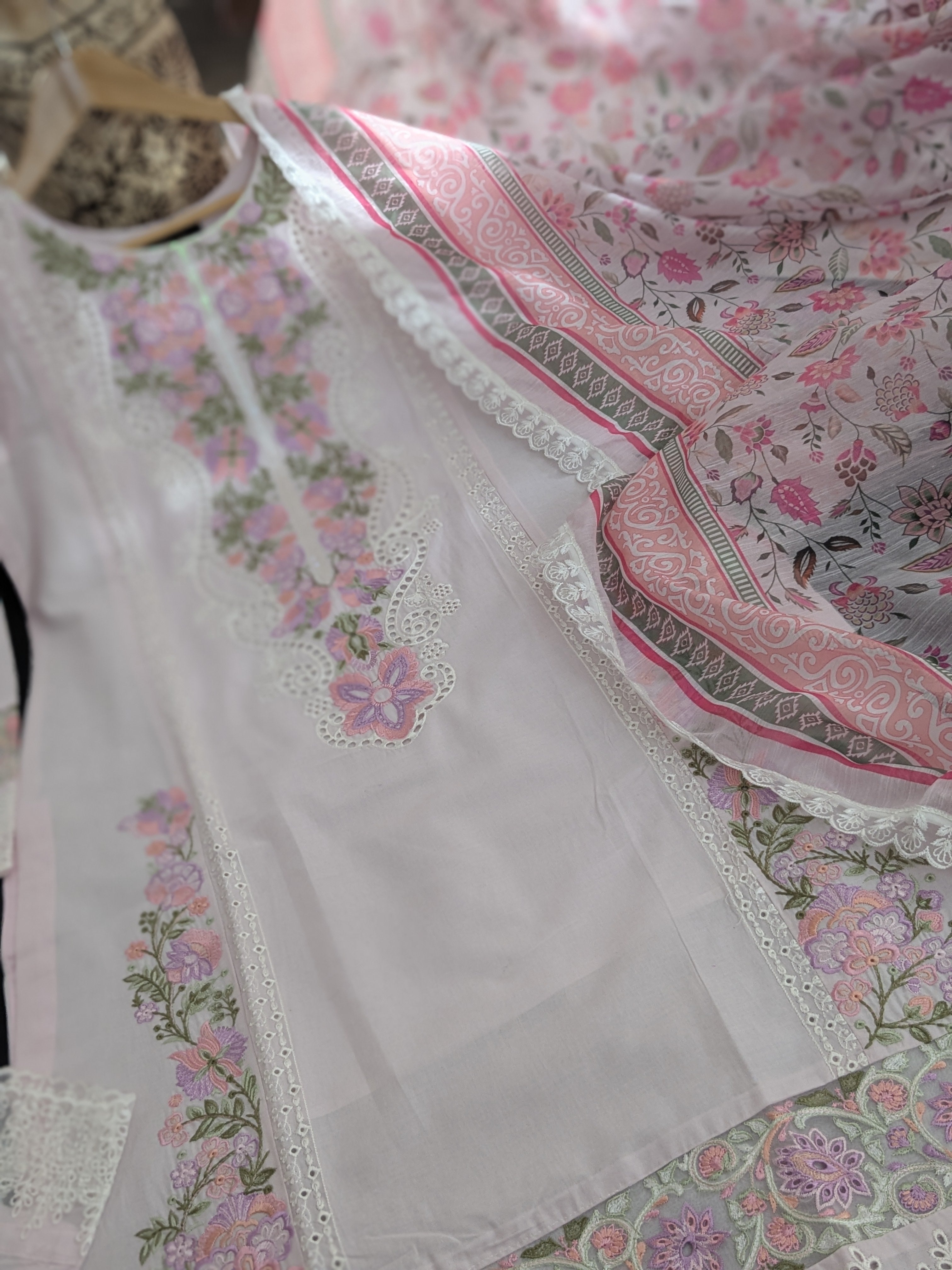 Karma Paled Baby Pink 3 Piece Lawn Outfit
