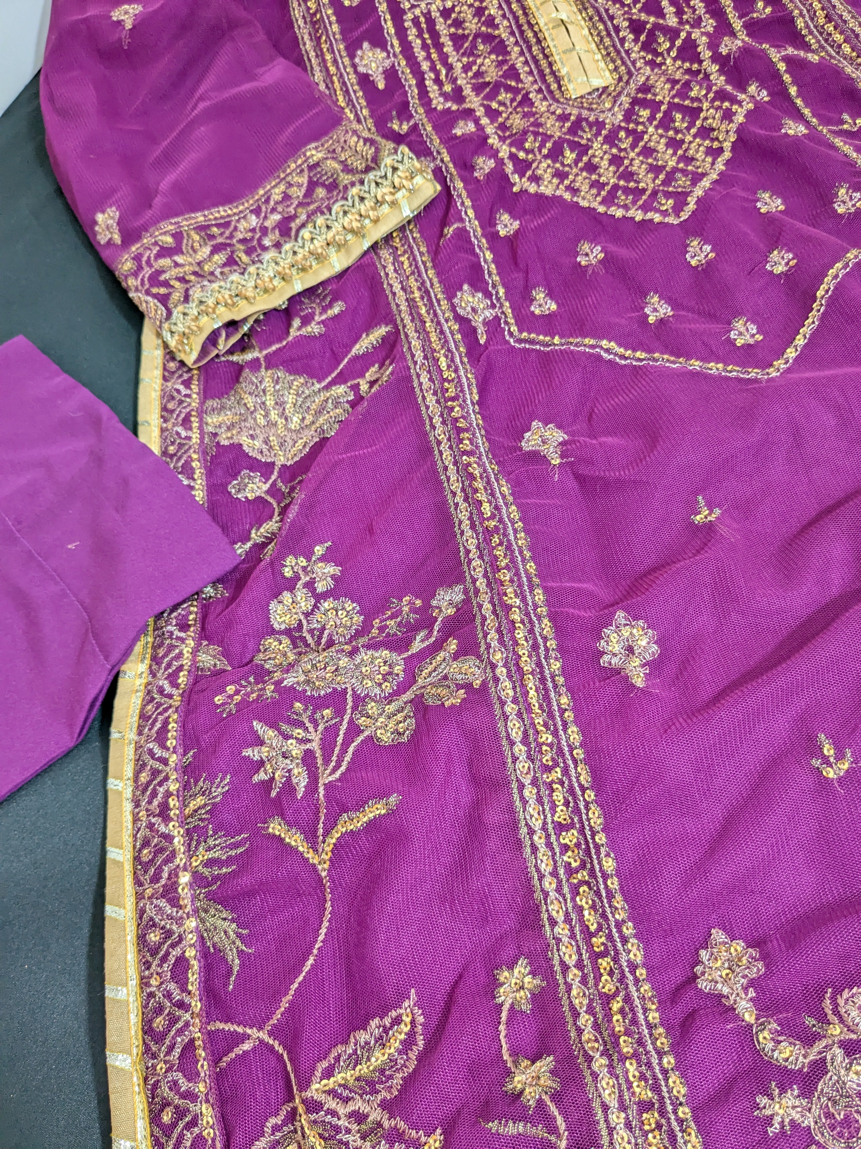 Asim Jofa Purple 3 Piece Net Outfit