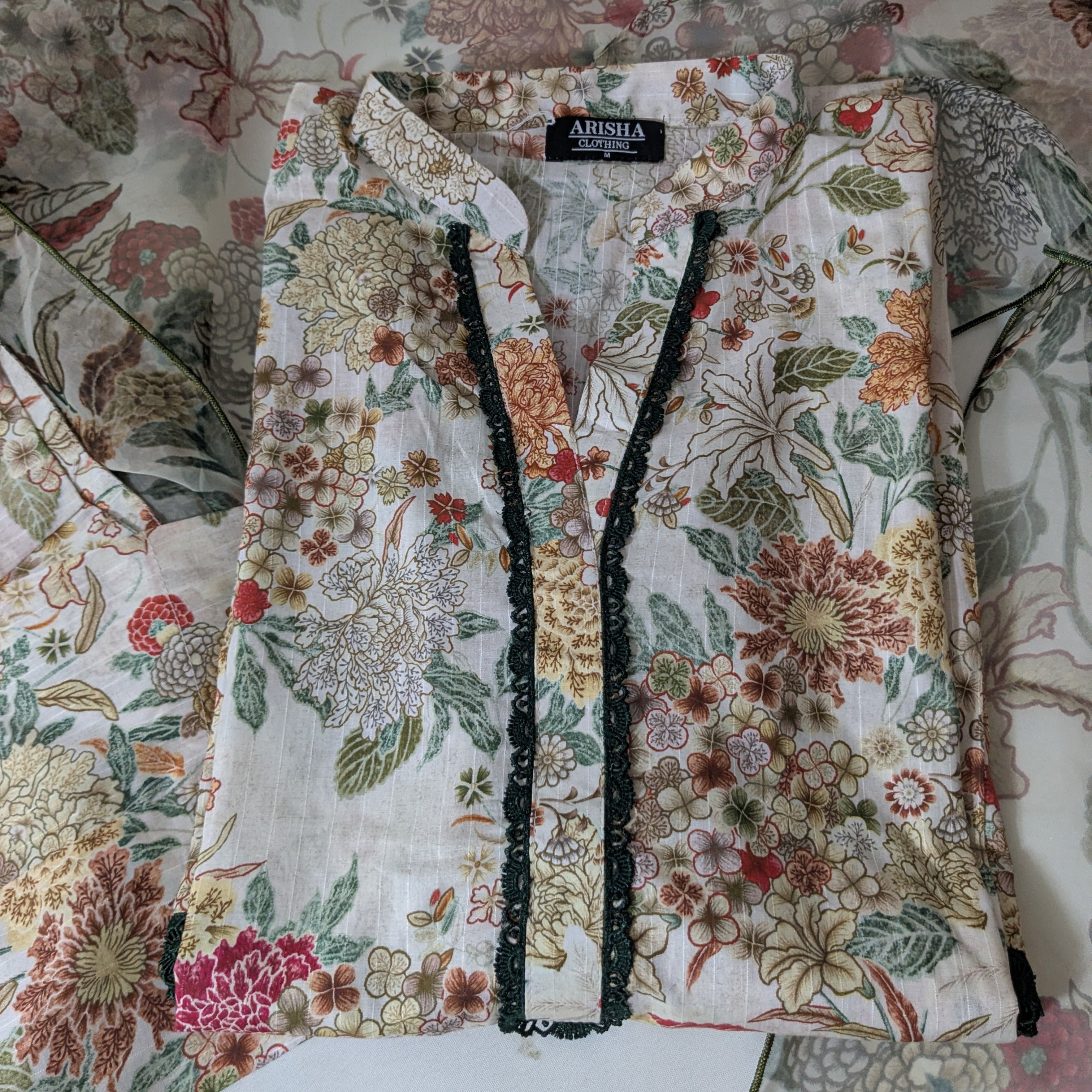 Ethnic White Floral 3 Piece Lawn Outfit