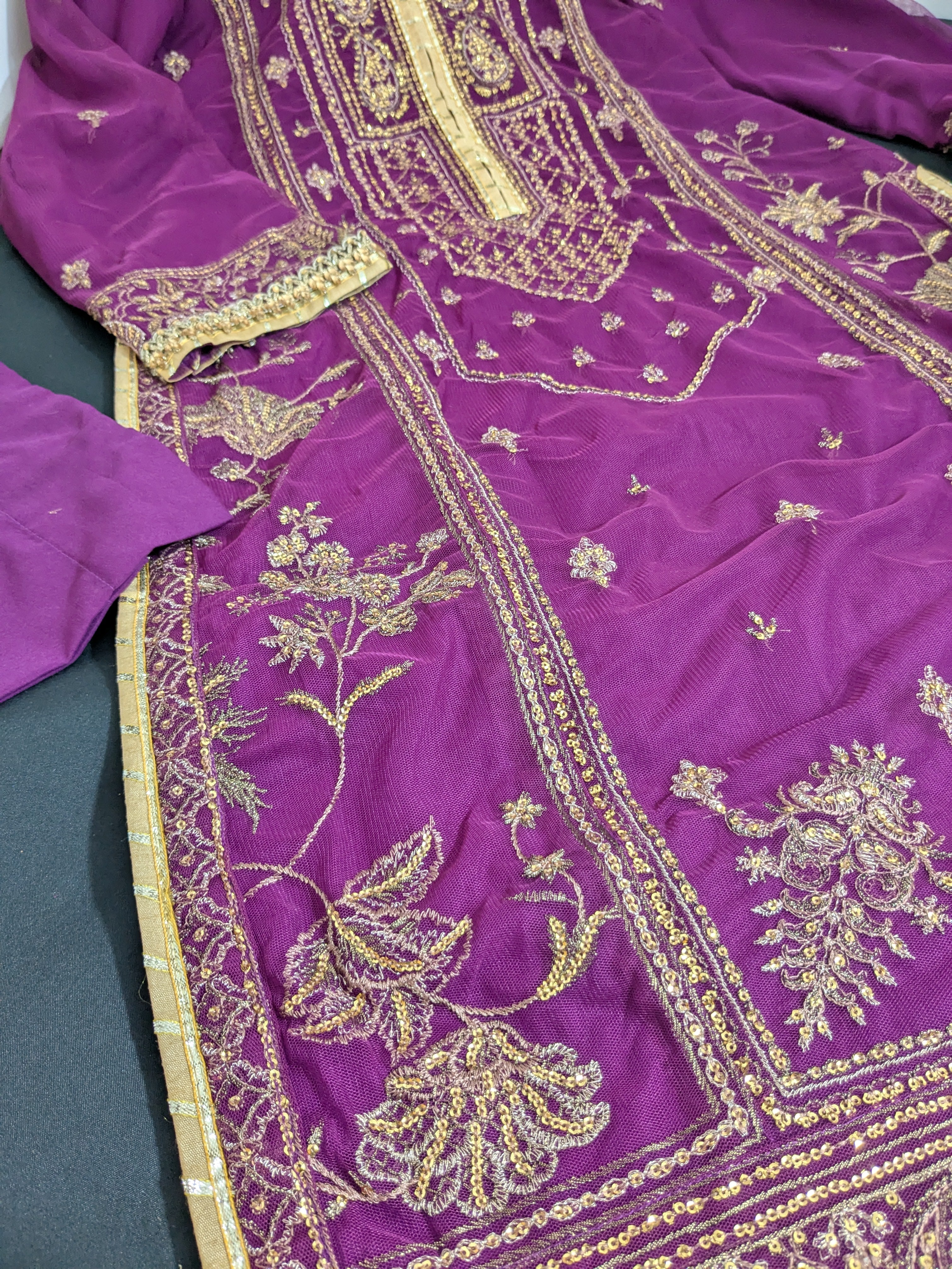 Asim Jofa Purple 3 Piece Net Outfit