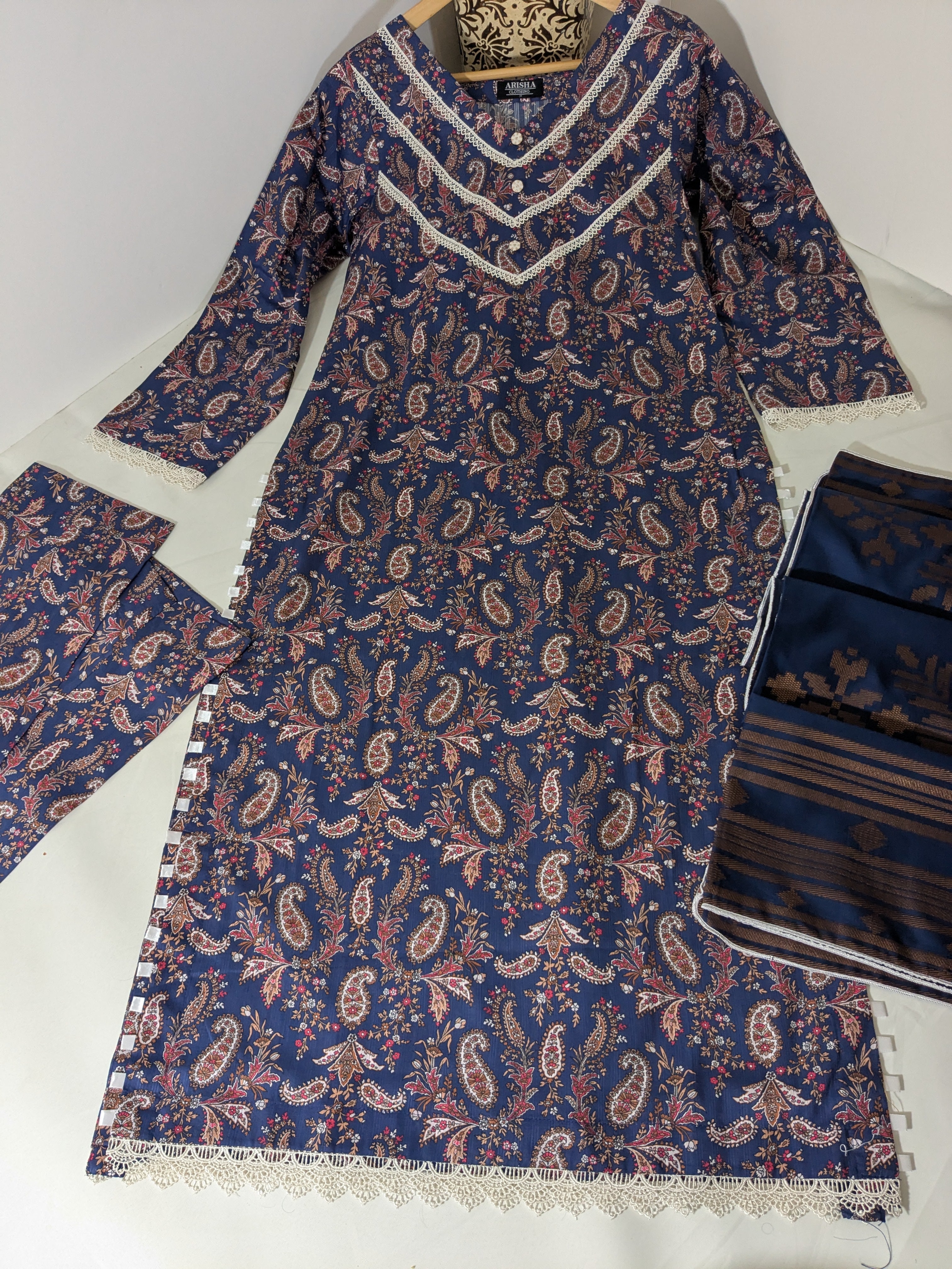 Ethnic Blue 3 Piece Lawn Outfit