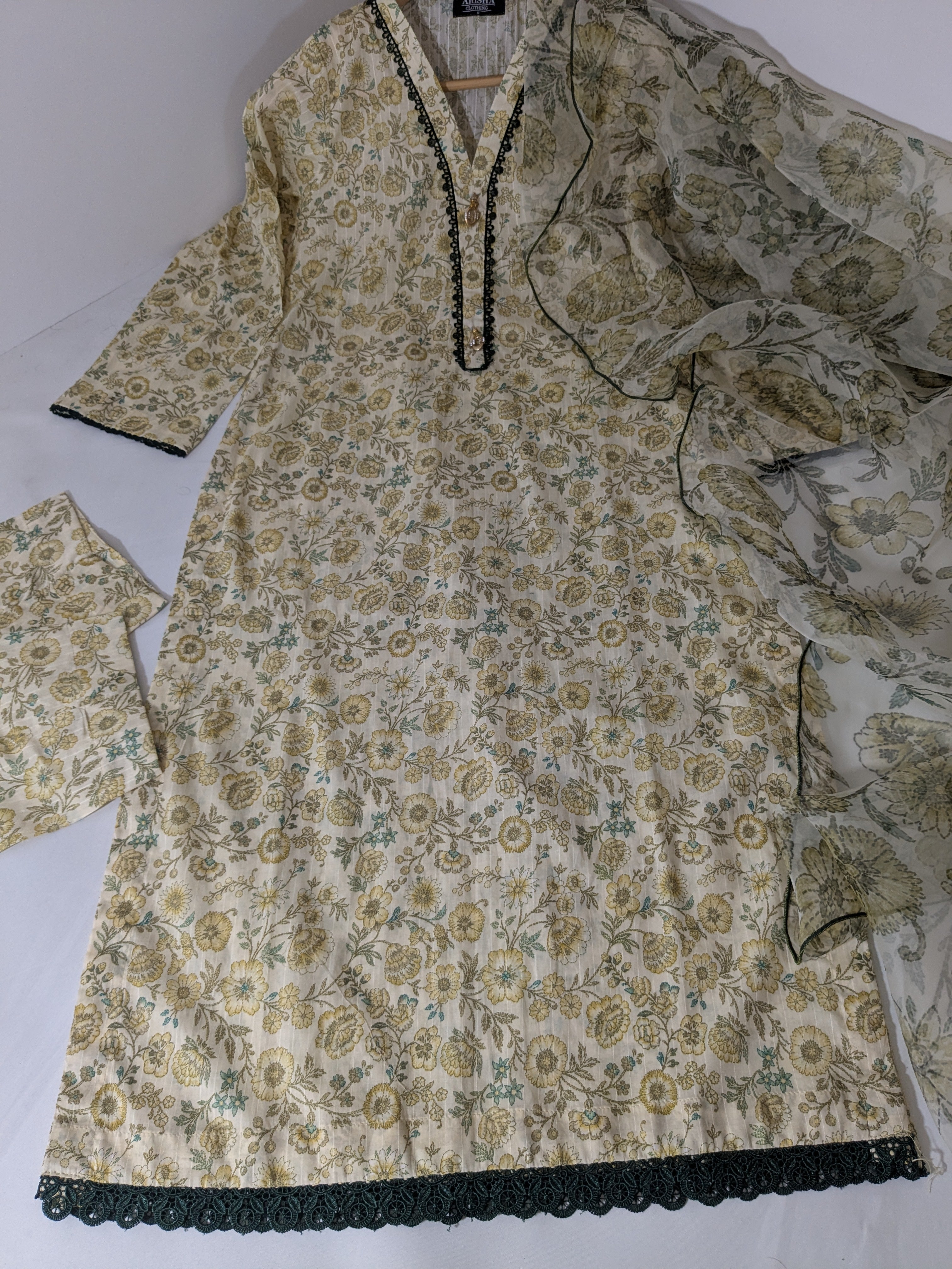 Ethnic Yellow 3 Piece Lawn Outfit